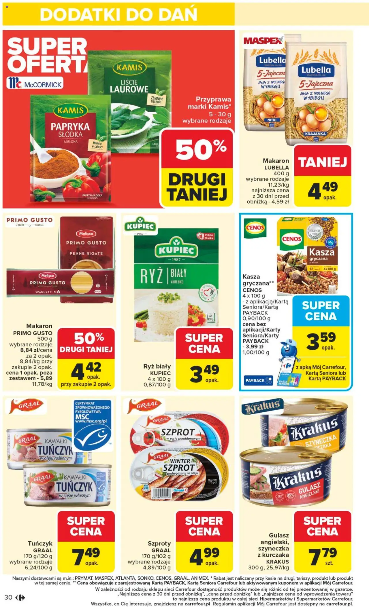 Carrefour Gazetka od 13.10.2025 | Strona: 30 | Produkty: Karta, Penne, Papryka, Gulasz