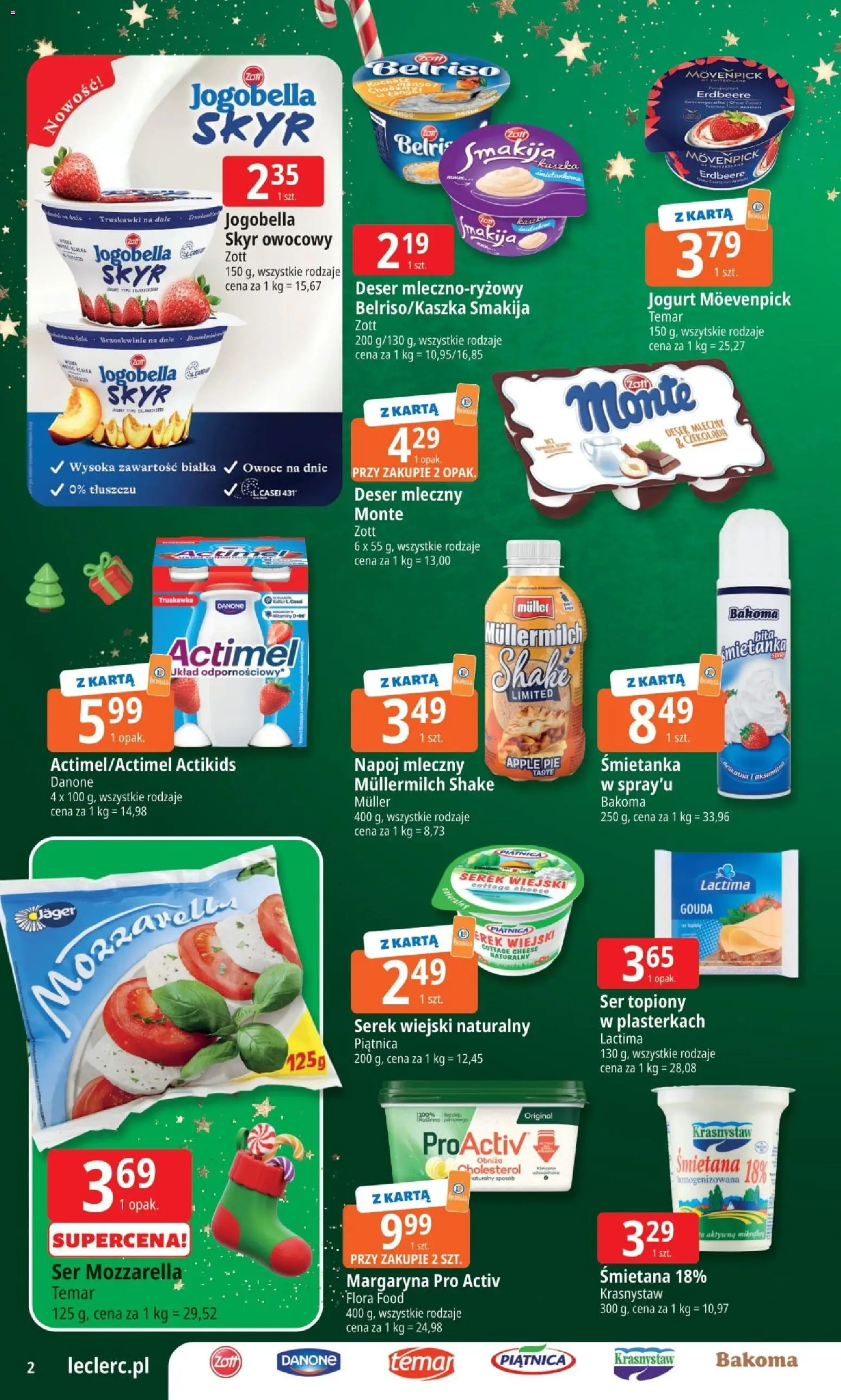 E.Leclerc Gazetka - Radom od 25.11.2025 | Strona: 2 | Produkty: Serek, Margaryna, Śmietana, Mozzarella