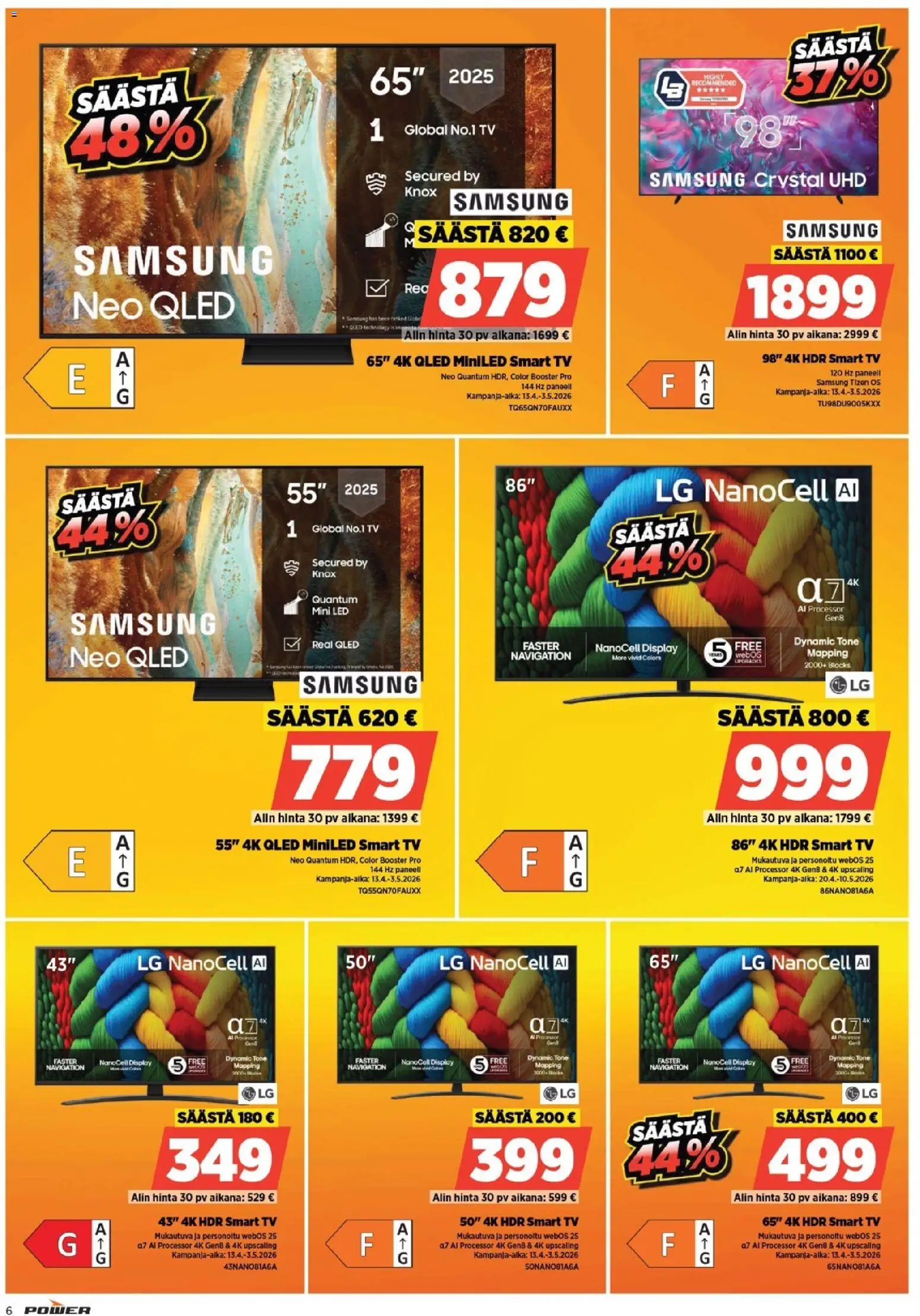 Power tarjoukset – voimassa 18.04.2026 alkaen | Sivu: 6 | Tuotteet: TV