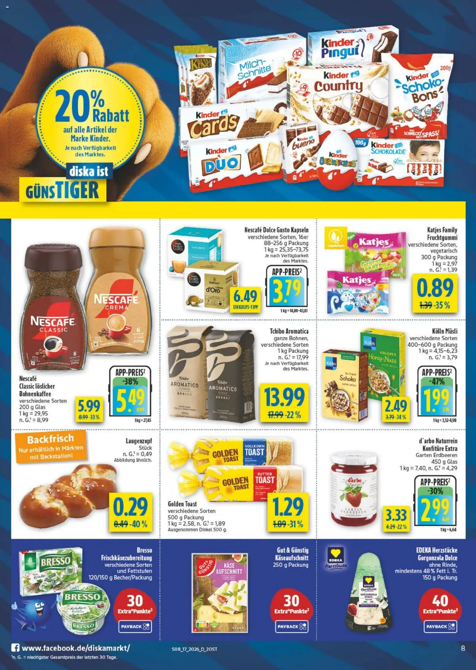 Diska Prospekt 	 – gültig ab 20.04.2026 | Seite: 8 | Produkte: Bresso, Dolce Gusto kapseln, Erdbeeren, Dolce gusto