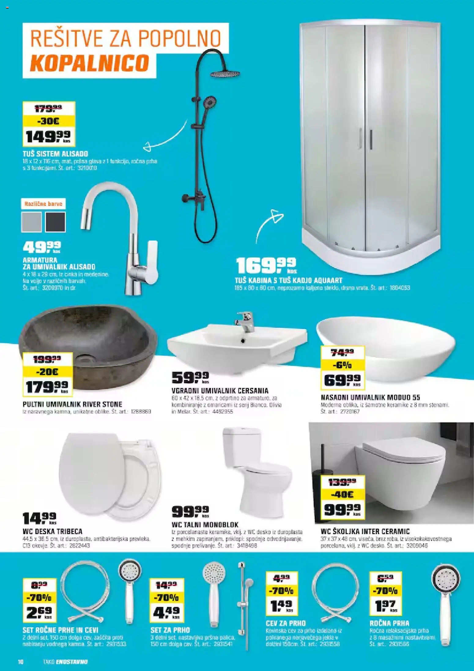 Novi OBI katalog ponudbe – veljaven od 01.11.2025 | Stran: 10 | Izdelki: Prha, WC školjka, WC deska, Umivalnik