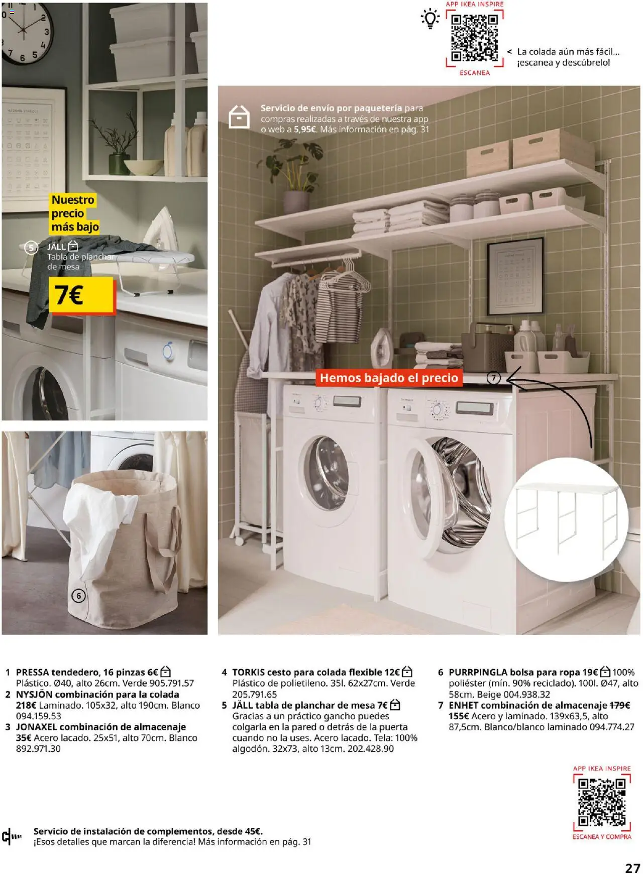 Catálogo IKEA Baños │ válido desde el 01.09.2025 | Página: 27 | Productos: Ropa, Tabla de planchar, Almacenaje, Mesa