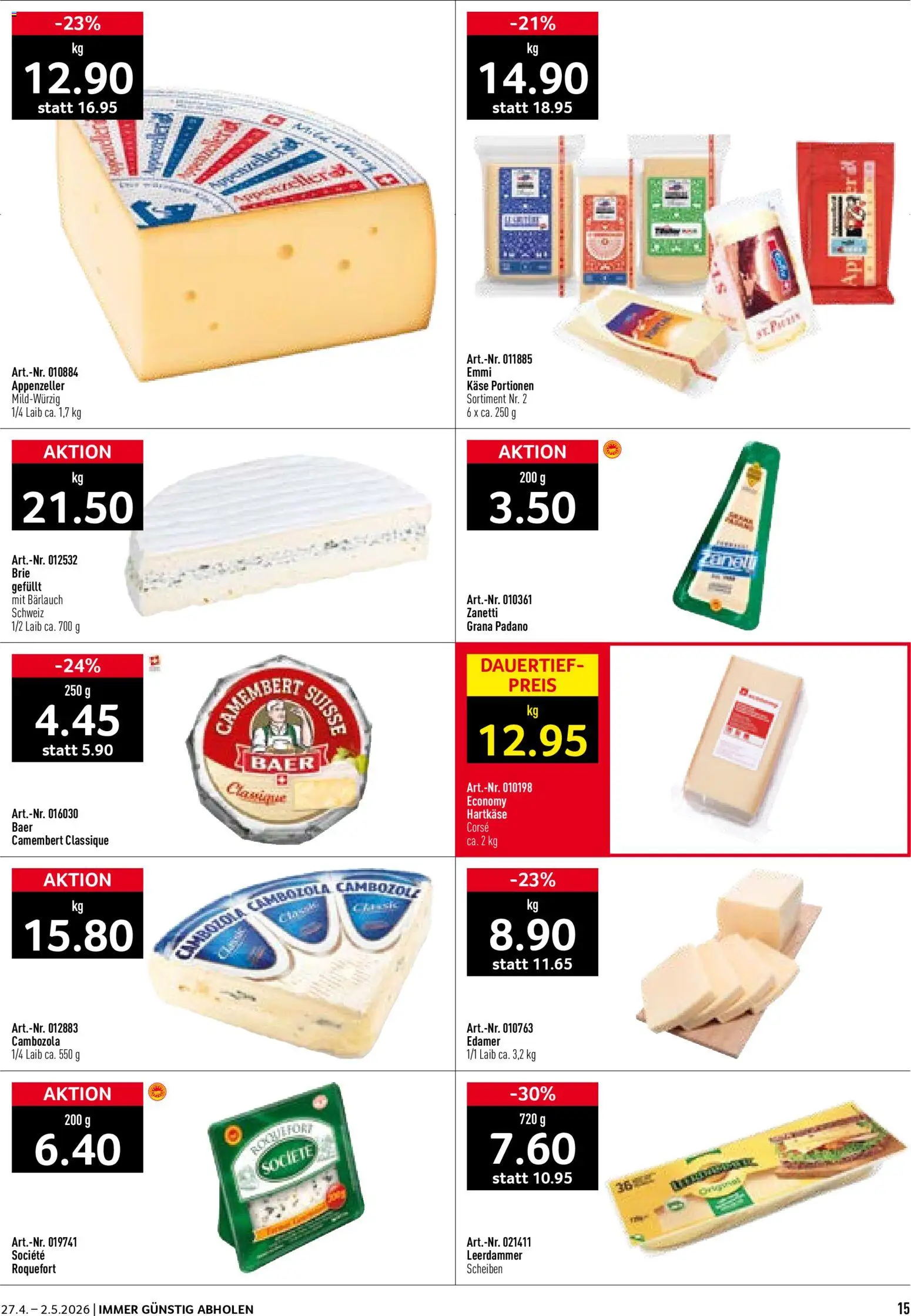 Prodega aktionen – gültig ab 27.04.2026 | Seite: 15 | Produkte: Edamer, Käse