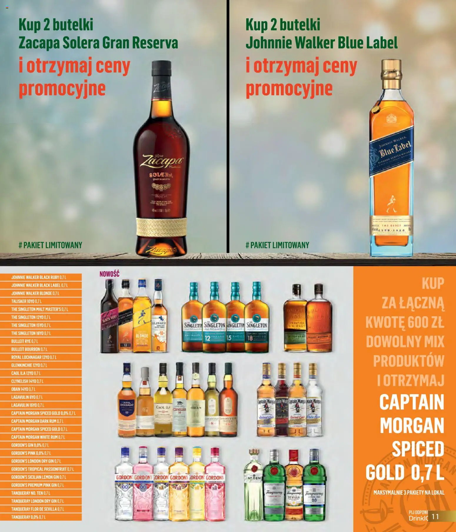 Eurocash Gazetka - Horeca od 01.12.2025 | Strona: 11 | Produkty: Bourbon, Captain Morgan, Black Label, Rum