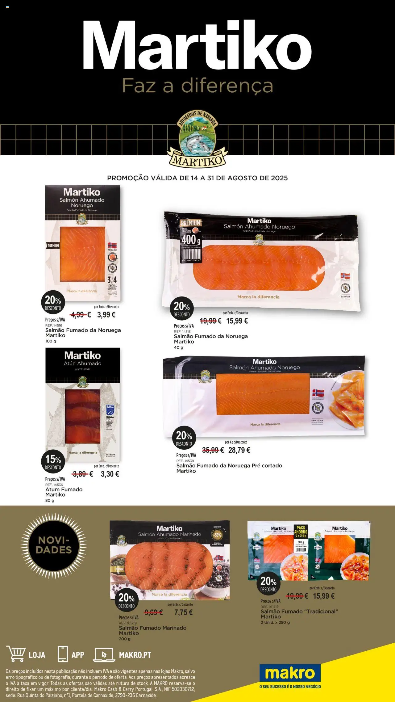 Makro - Monofolha Martiko │ válido de 14.08.2025 | Página: 1 | Produtos: Atum, Salmão, Açúcar