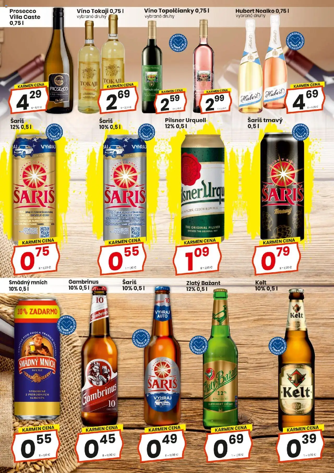 KARMEN CBA maloobchod │ platný od 21.08.2025 | Strana: 13 | Produkty: Pilsner Urquell, Zlatý Bažant, Šariš, Gambrinus