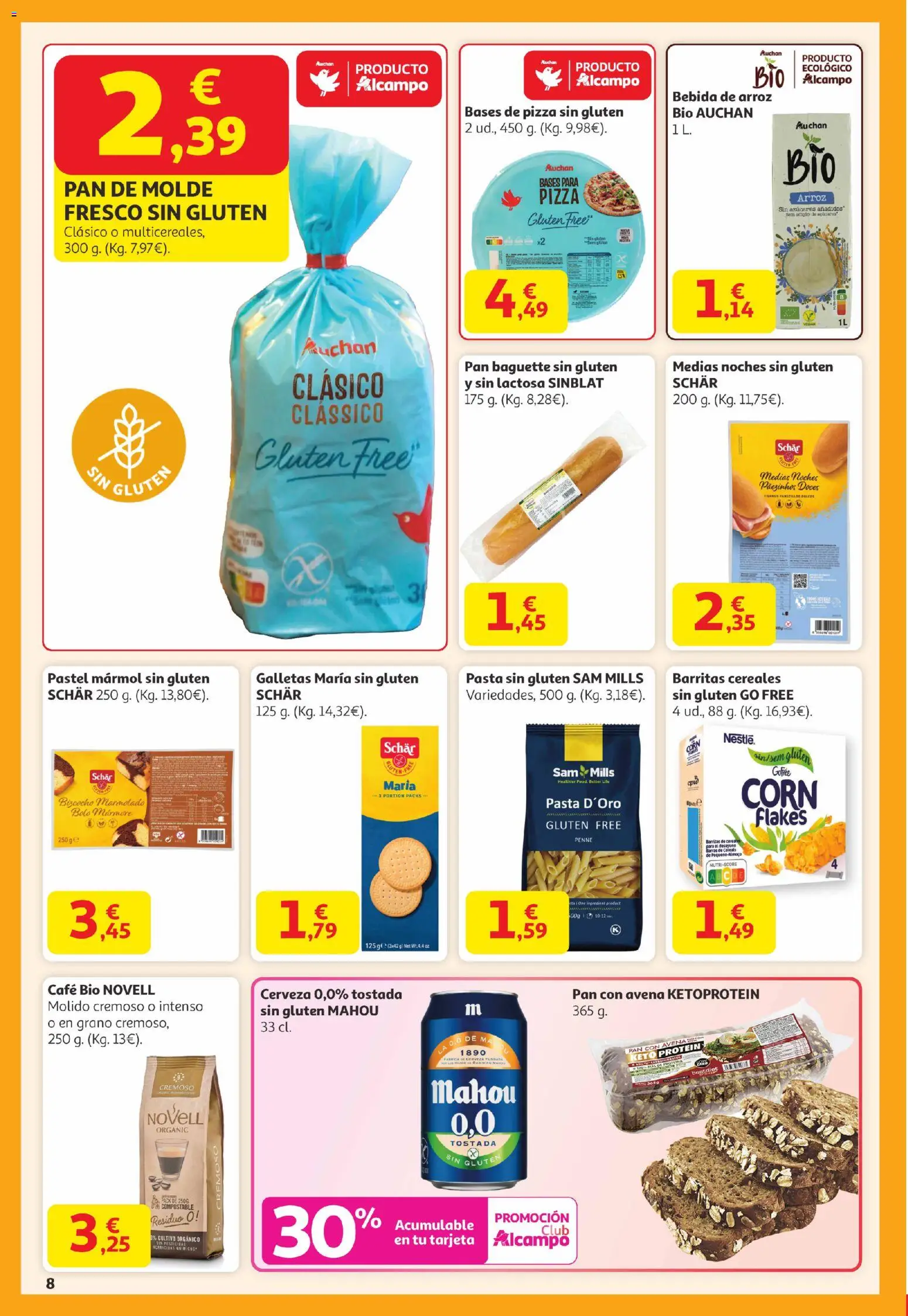 Alcampo - Canarias │ válido desde el 29.12.2025 | Página: 8 | Productos: Medias, Pan, Pizza, Bebida de arroz