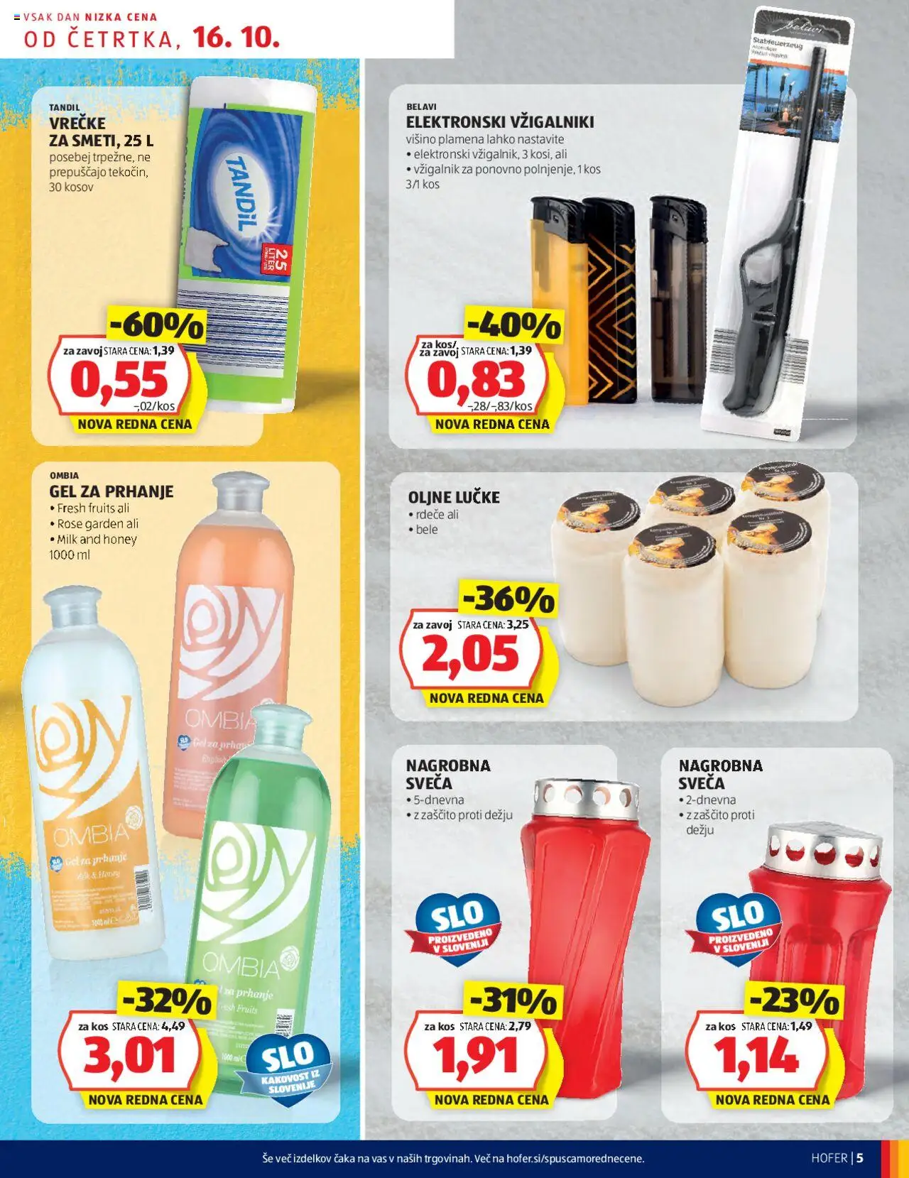 Novi Hofer katalog ponudbe – veljaven od 16.10.2025 | Stran: 5 | Izdelki: Gel za prhanje, Sveča, Kos