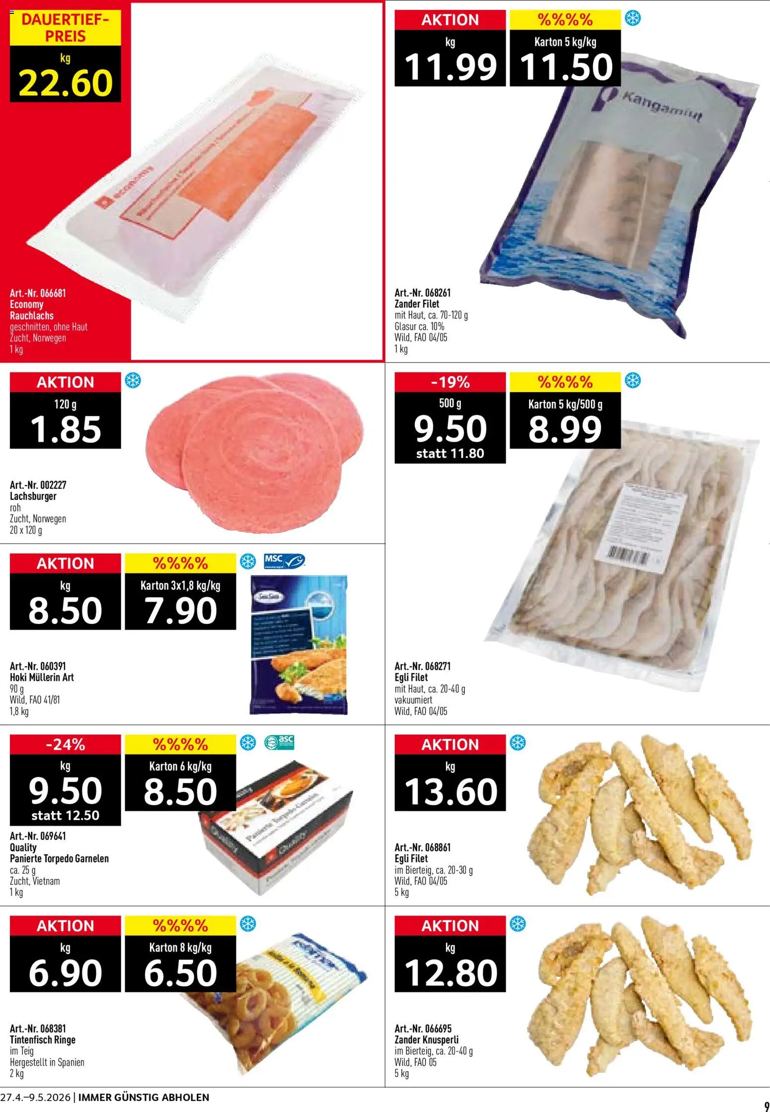 Prodega aktionen Kiosk – gültig ab 27.04.2026 | Seite: 9 | Produkte: Garnelen, Tintenfisch