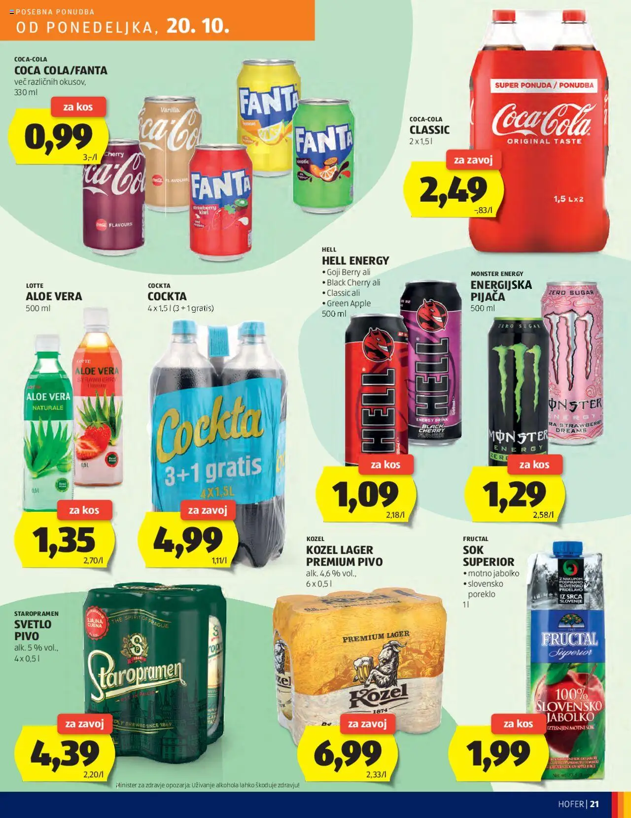 Novi Hofer katalog ponudbe – veljaven od 16.10.2025 | Stran: 21 | Izdelki: Kos, Sok, Pivo