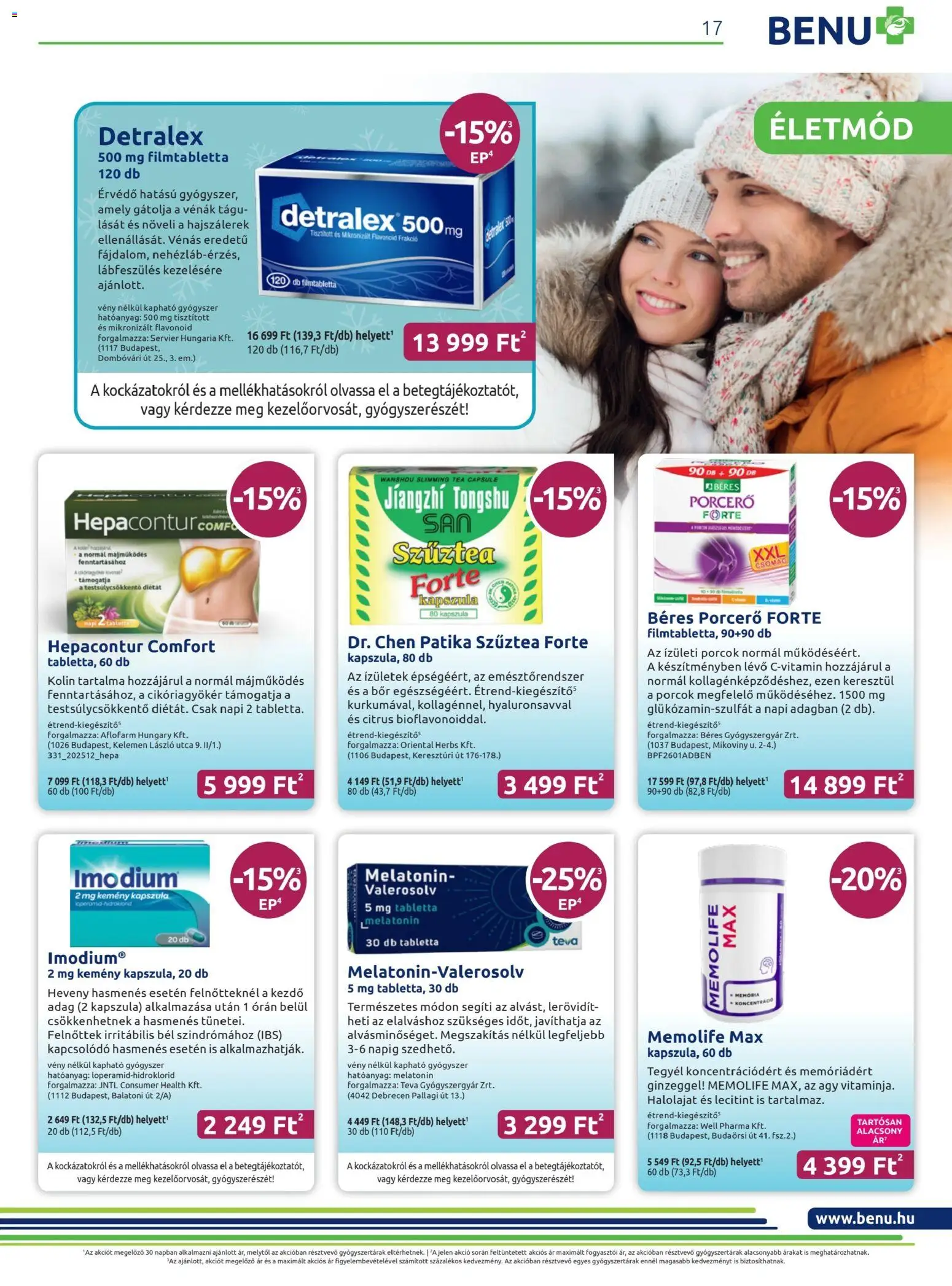 BENU Gyógyszertárak akciós ujság - amely érvényes a következő dátumtól: 01.01.2026 | Oldal: 17 | Termékek: Ágy, Bor, Tea