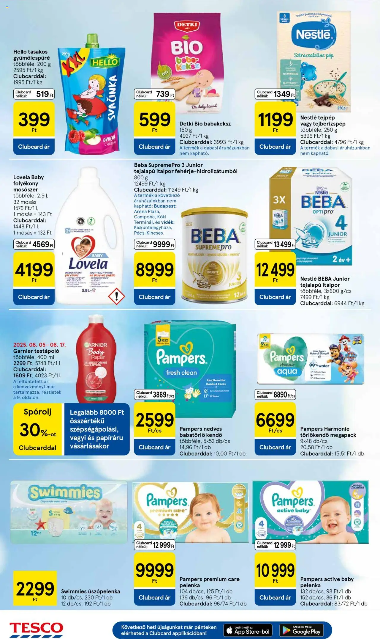 Tesco akciós ujság - amely érvényes a következő dátumtól: 12.06.2025 | Oldal: 8 | Termékek: Body, Pelenka, Testápoló, Mosószer