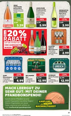 BELLHEIMER Bier, versch. Sorten (+ 3.10 Pfand) je Ka. 20 x 0,5-I-FI. ab 26.03.2026 gültig | Seite: 23 | Produkte: Bier, Weißwein, Pils, Mineralwasser