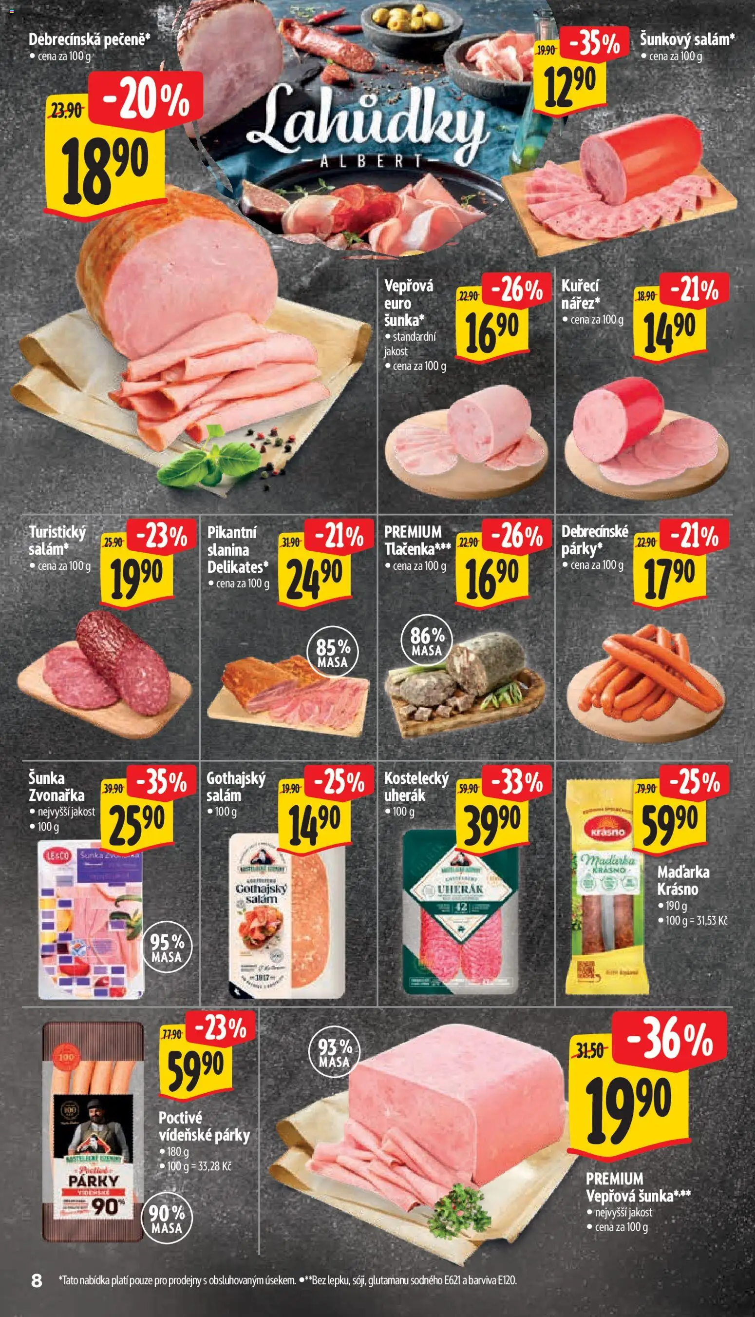 Albert leták - Supermarket od 01.04.2026 | Strana: 15 | Produkty: Salám, Párky, Tlačenka, Slanina