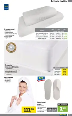 Ofertele Metro valabile de la 05.01.2026 | Pagină: 27 | Produse: Saltea, Halat de baie, Papuci