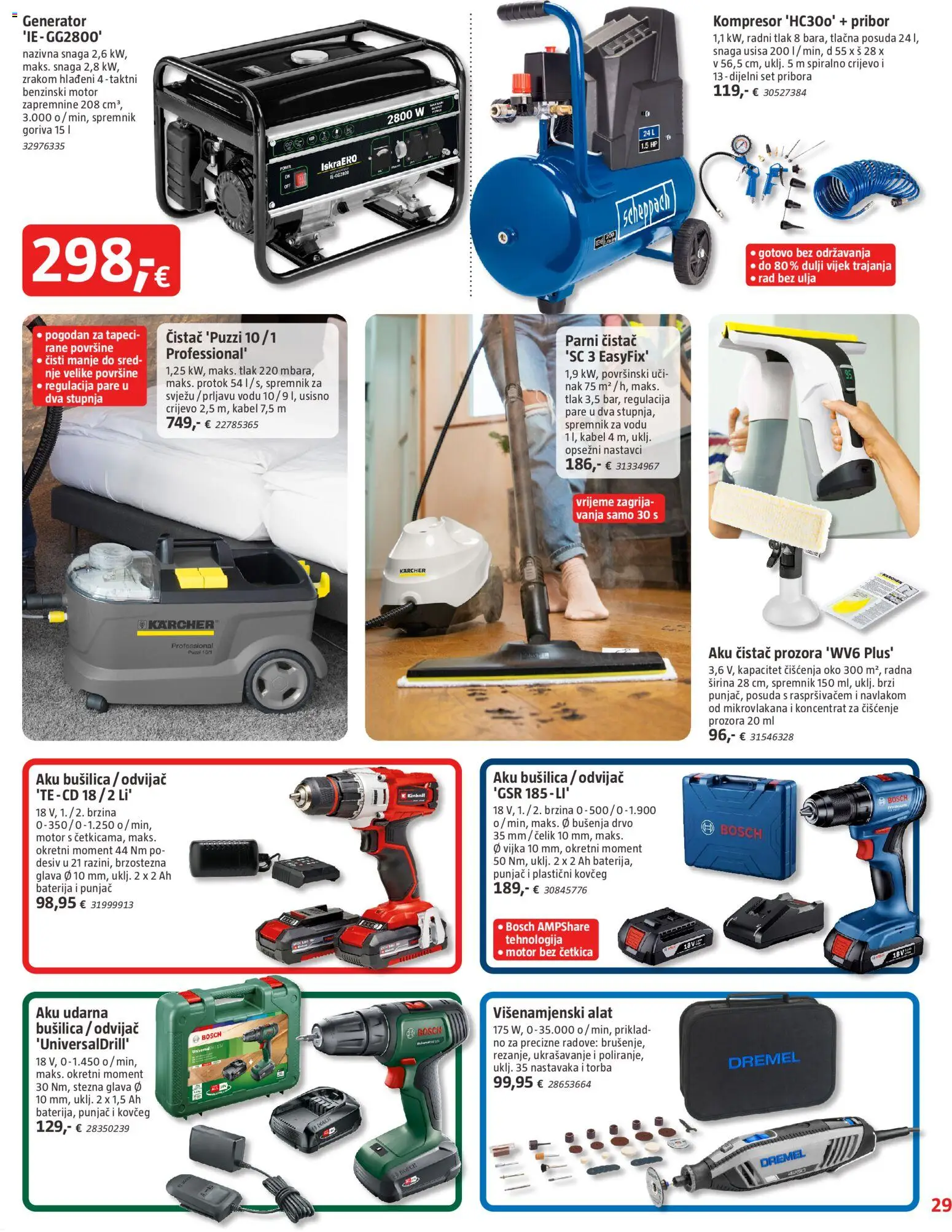 Bauhaus katalog | vrijedi od 01.12.2025 | Stranica: 29 | Proizvodi: Aku bušilica, Kompresor, Kabel, Parni čistač