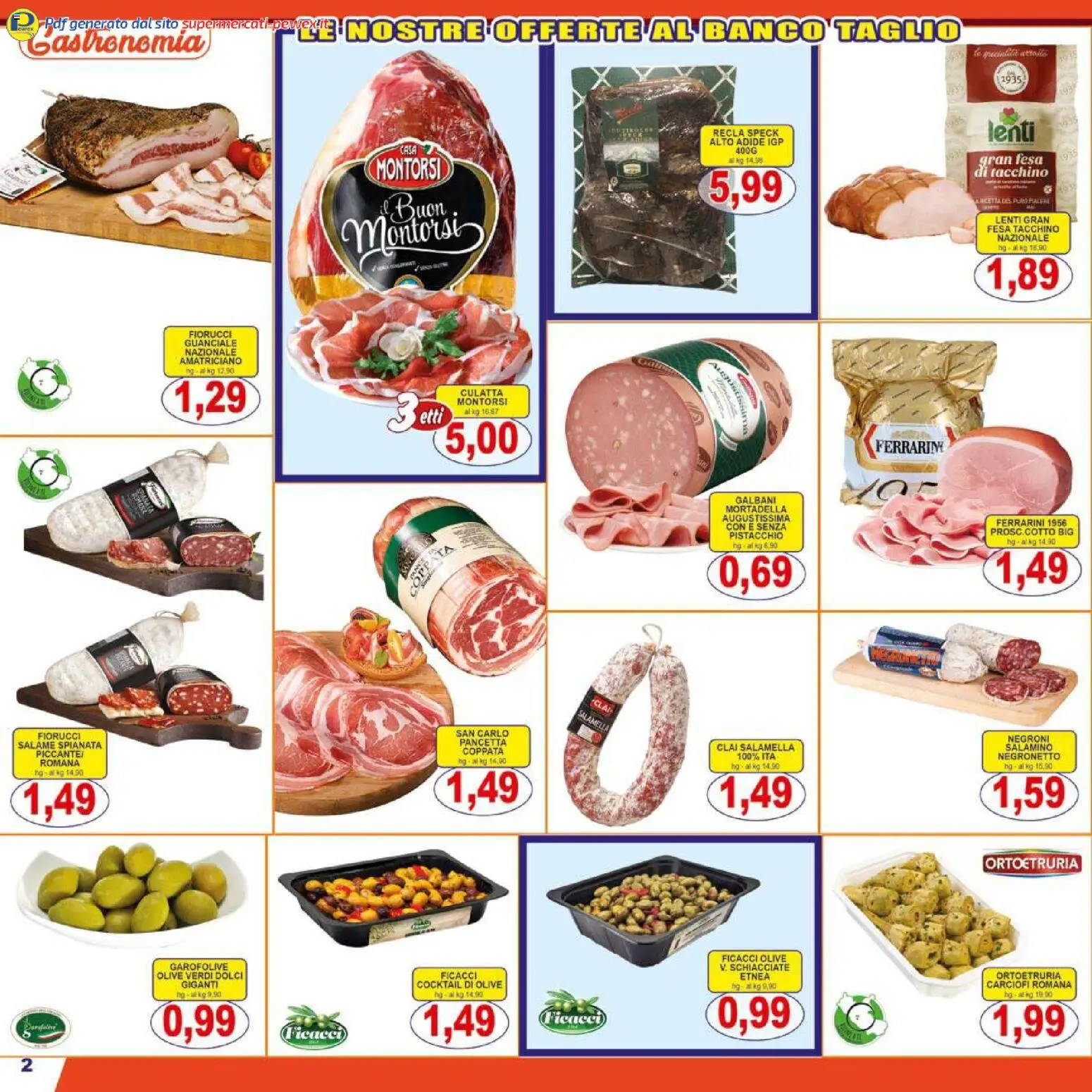 Volantino Pewex del 13.02.2026 | Pagina: 2 | Prodotti: Speck, Salamella, Tacchino, Guanciale