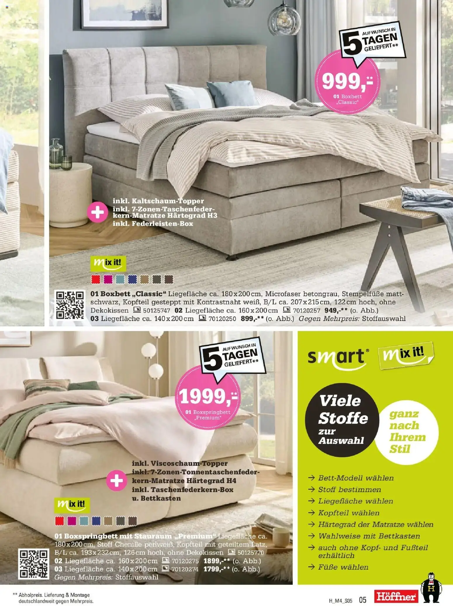 Höffner Prospekt Fuldabrück	 – gültig ab 01.04.2026 | Seite: 5 | Produkte: Matratze, Boxspringbett