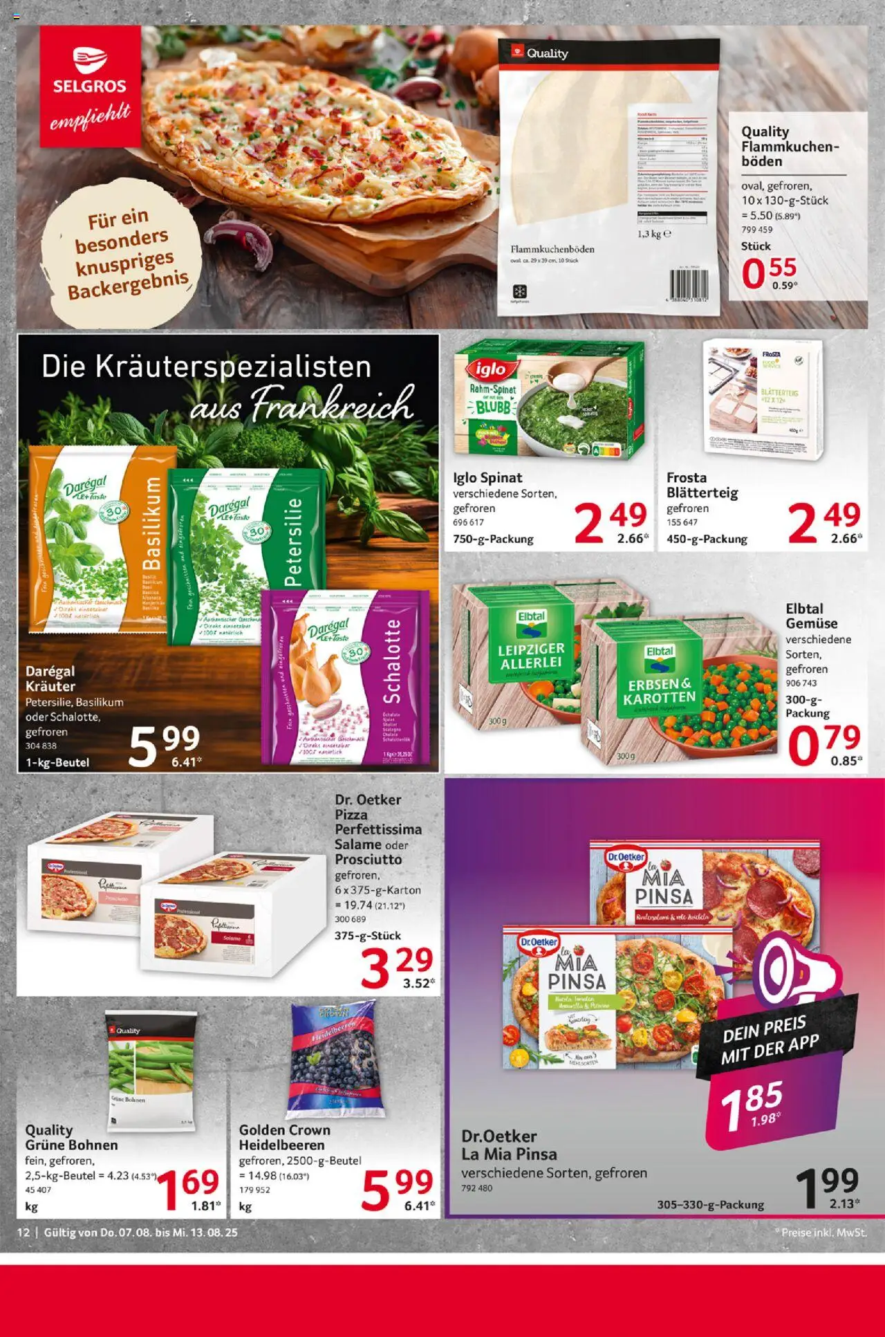 Selgros Prospekt 	 - gültig ab dem 07.08.2025 | Seite: 12 | Produkte: Mehl, Iglo, Petersilie, Erbsen