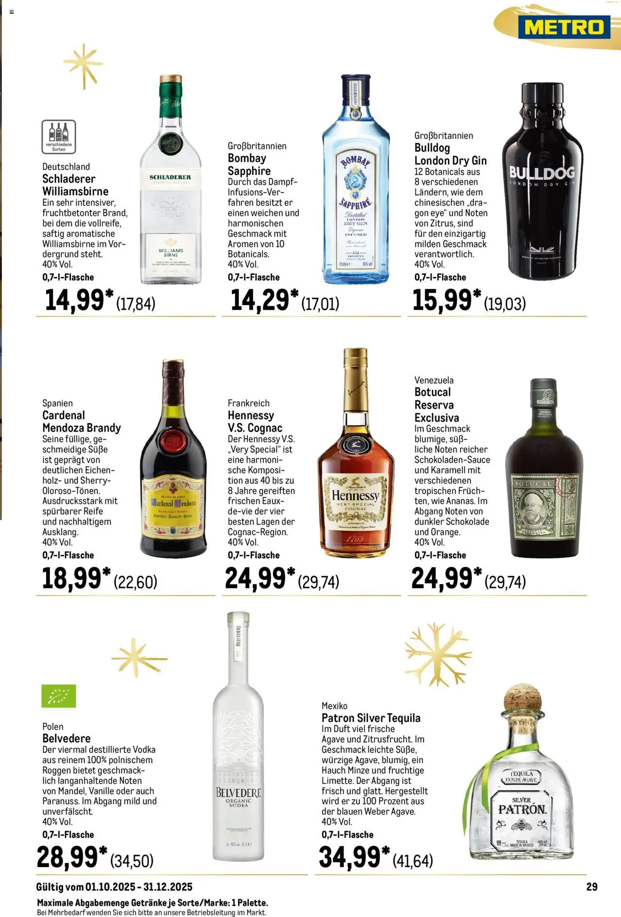 Metro Saisonkatalog "Perfekt ausgestattet" – gültig ab 01.10.2025 | Seite: 29 | Produkte: Schokolade, Duft, Tequila, Vodka