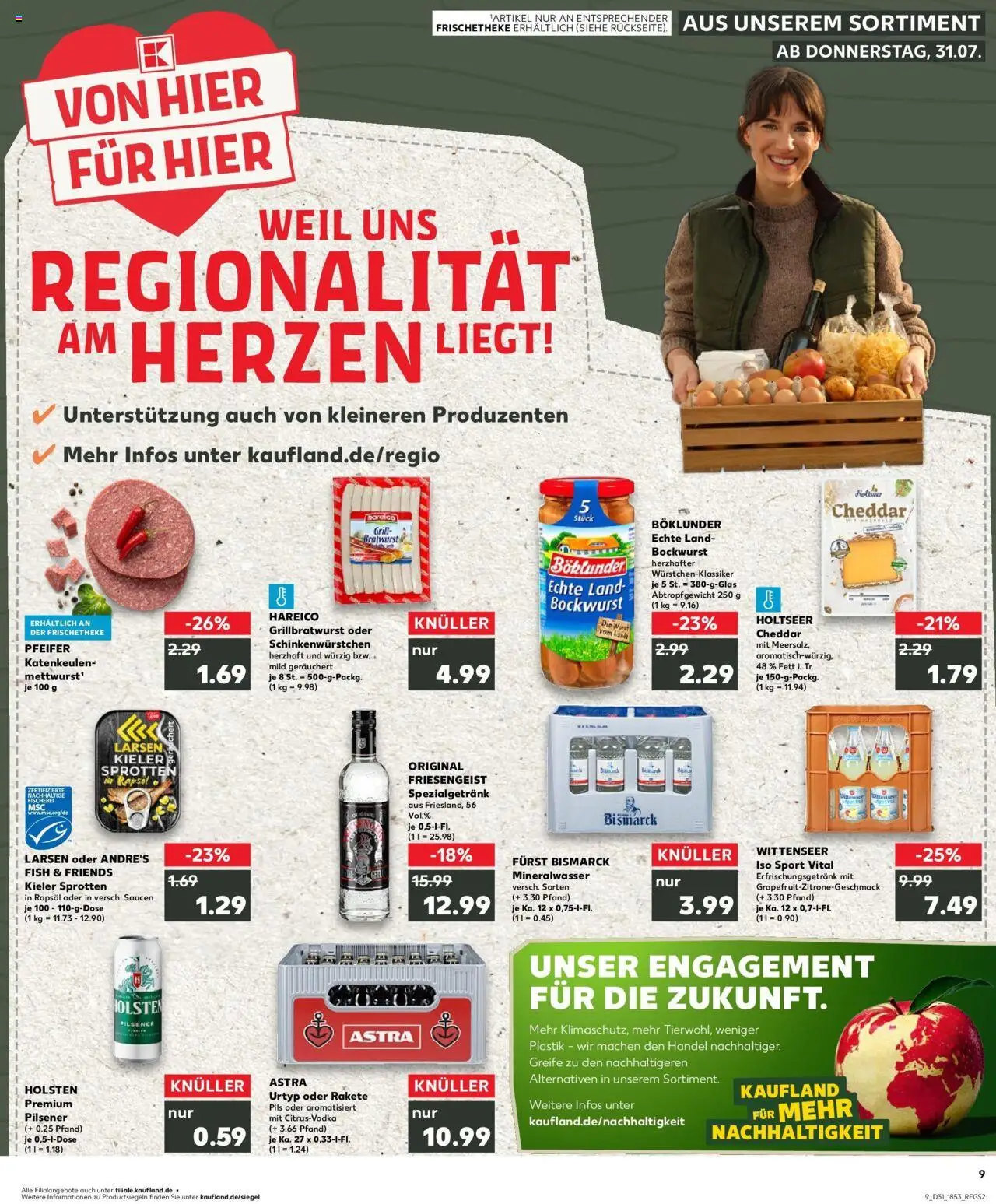Kaufland prospekt Bad Oldesloe	 - gültig ab dem 03.08.2025 | Seite: 20 | Produkte: Rapsöl, Bratwurst, Holsten, Wurst