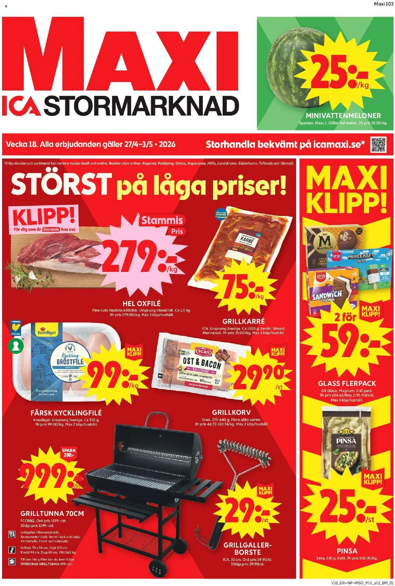 ICA Maxi reklamblad aktuell från 27.04.2026 | Sida: 1