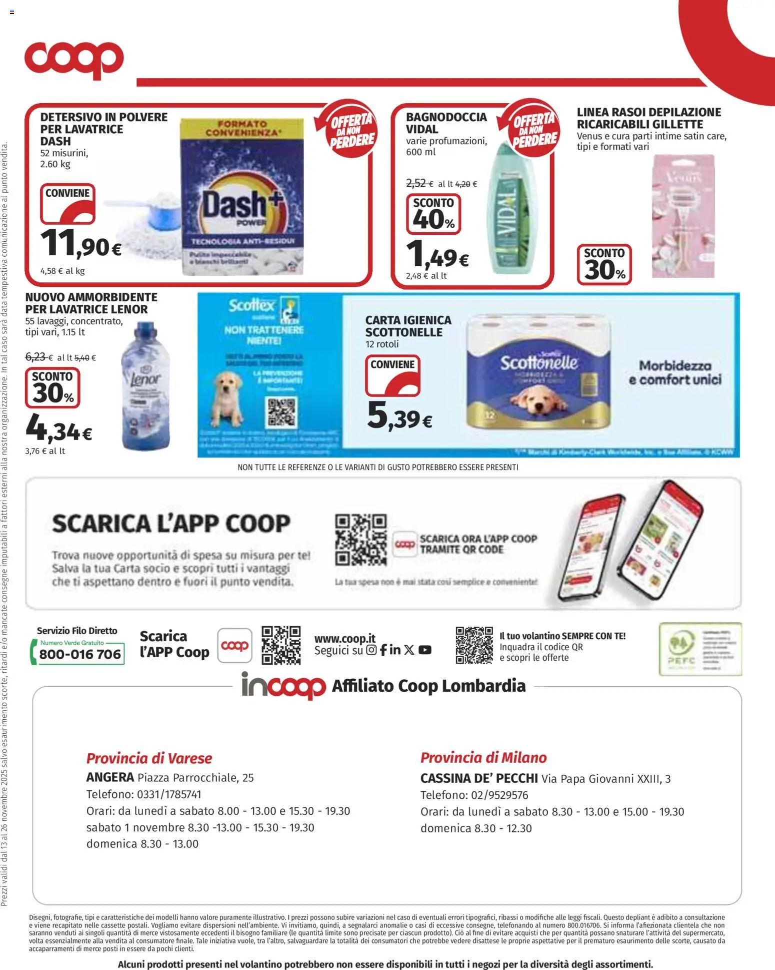 Volantino COOP del 13.11.2025 | Pagina: 8 | Prodotti: Detersivo in polvere, Ammorbidente, Lavatrice, Data