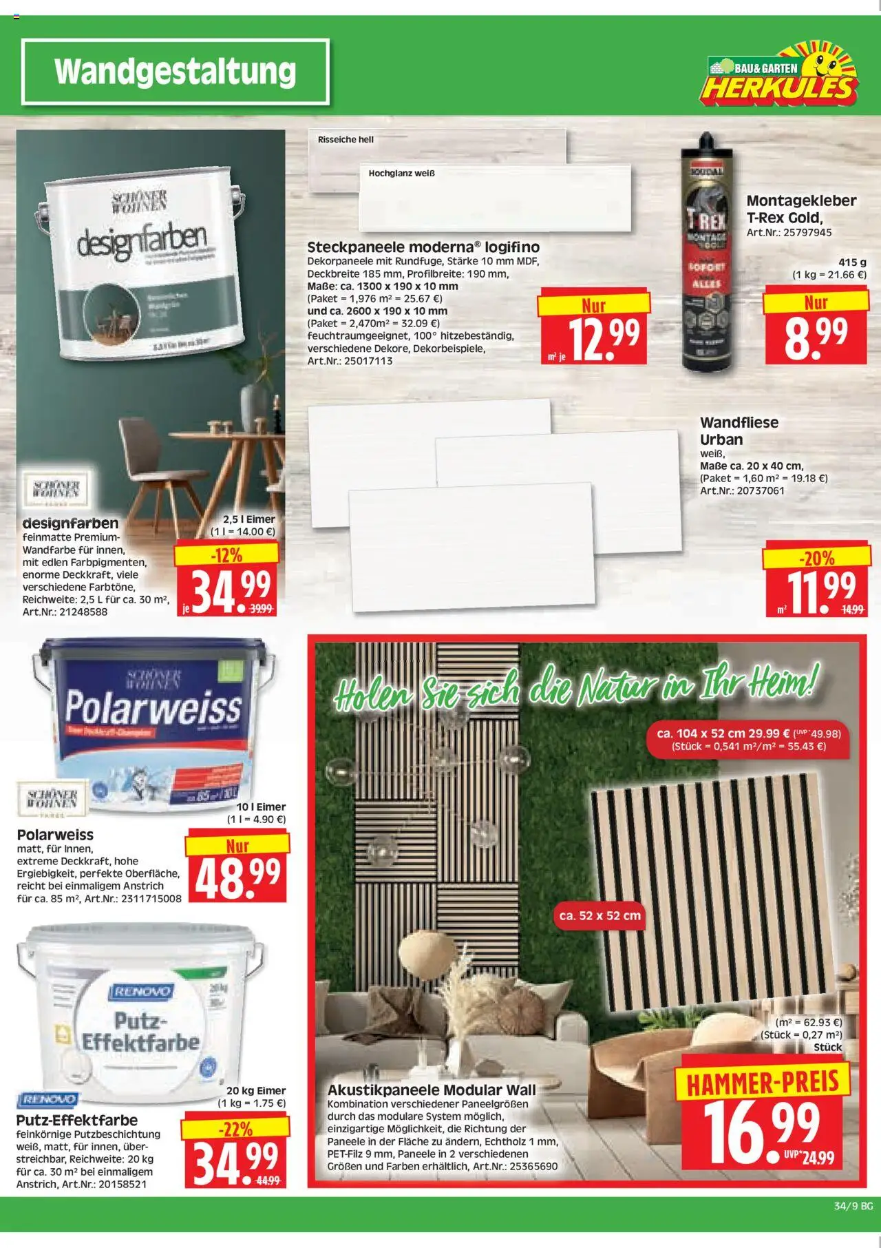 HERKULES Bau & Garten	 - gültig ab dem 18.08.2025 | Seite: 9 | Produkte: Wandfarbe