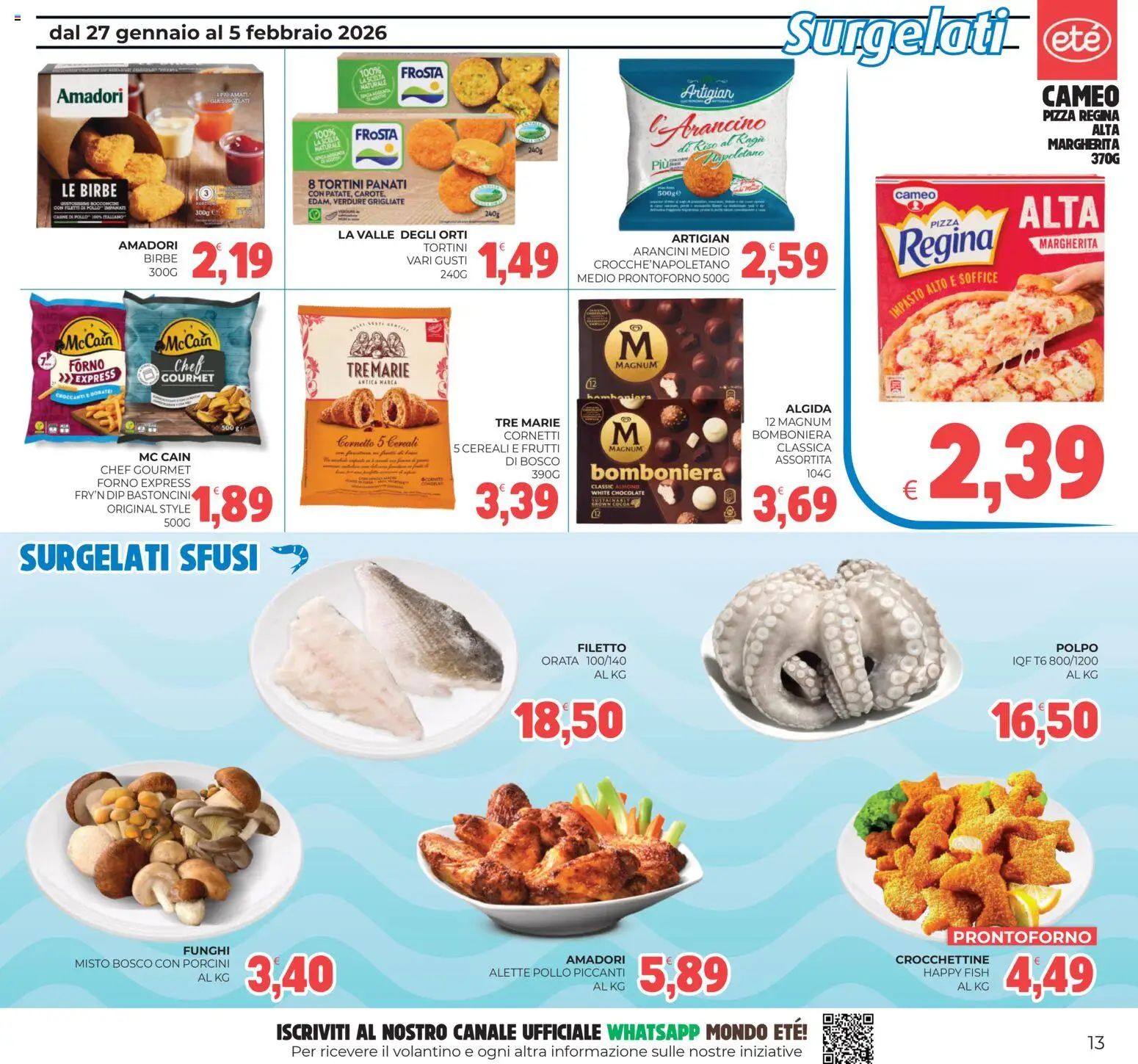 Volantino Eté del 27.01.2026 | Pagina: 13 | Prodotti: Pizza, Pollo, Polpo, Orata