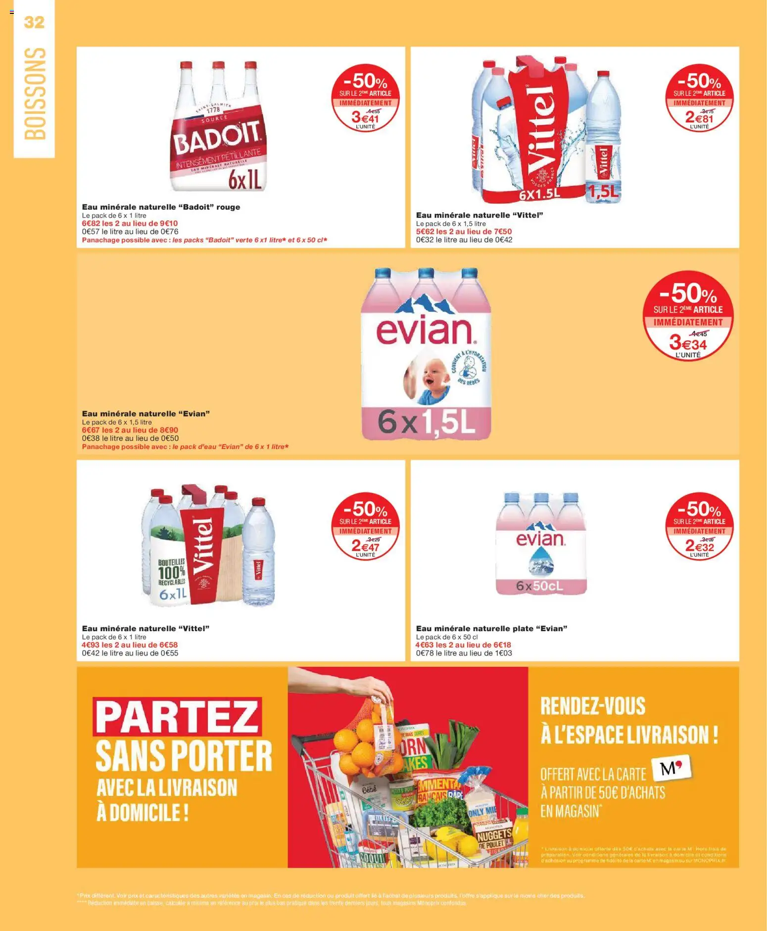 {H1} | Page: 32 | Produits: Eau minérale, Badoit, Eau minerale naturelle Vittel, Eau minérale naturelle