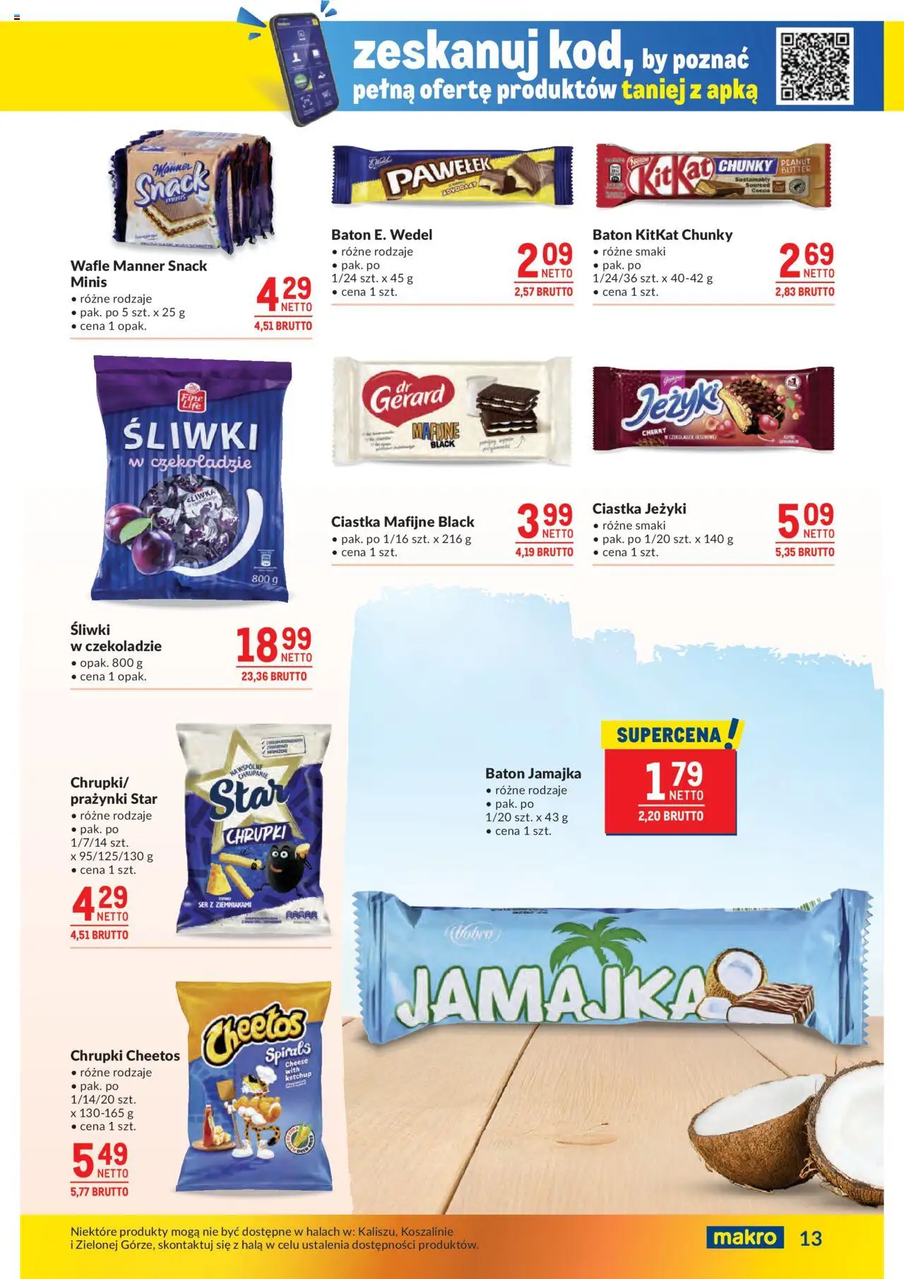 Makro Gazetka od 14.10.2025 | Strona: 13 | Produkty: Śliwki w czekoladzie, Śliwki, Baton, Ciastka