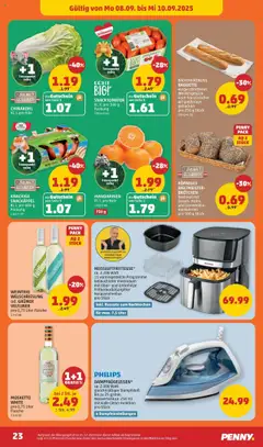 Penny Markt Flugblatt gültig ab 04.09.2025 | Seite: 23 | Produkte: Mandarinen, Chinakohl, Jääkaappipakastin, Äpfel