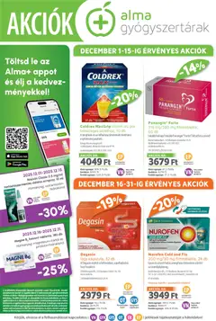 Alma Gyógyszertárak Akciós újság - amely érvényes a következő dátumtól: 01.12.2025