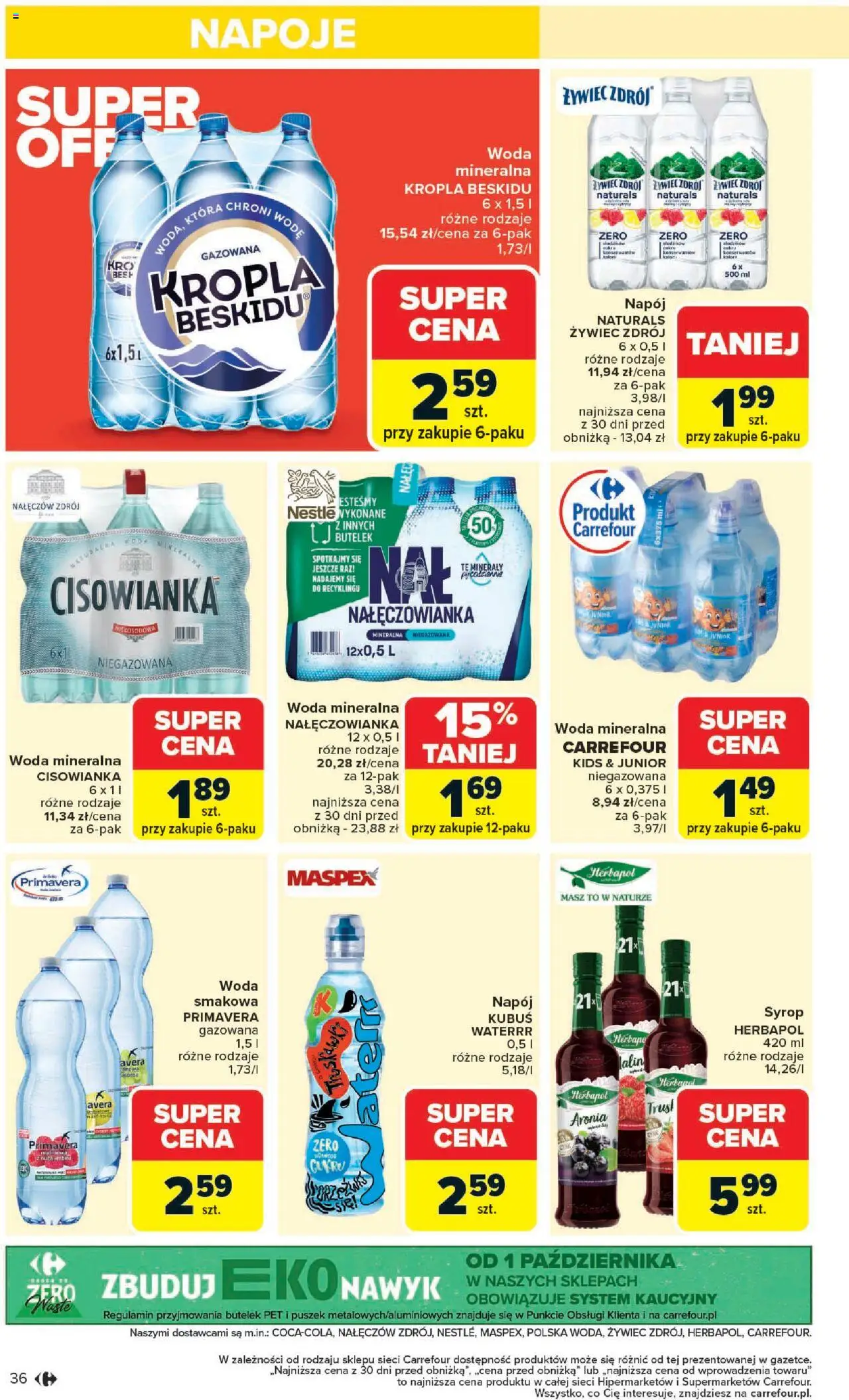 Carrefour Gazetka od 20.10.2025 | Strona: 38 | Produkty: Syrop, Woda mineralna Nałęczowianka, Napoje, Woda