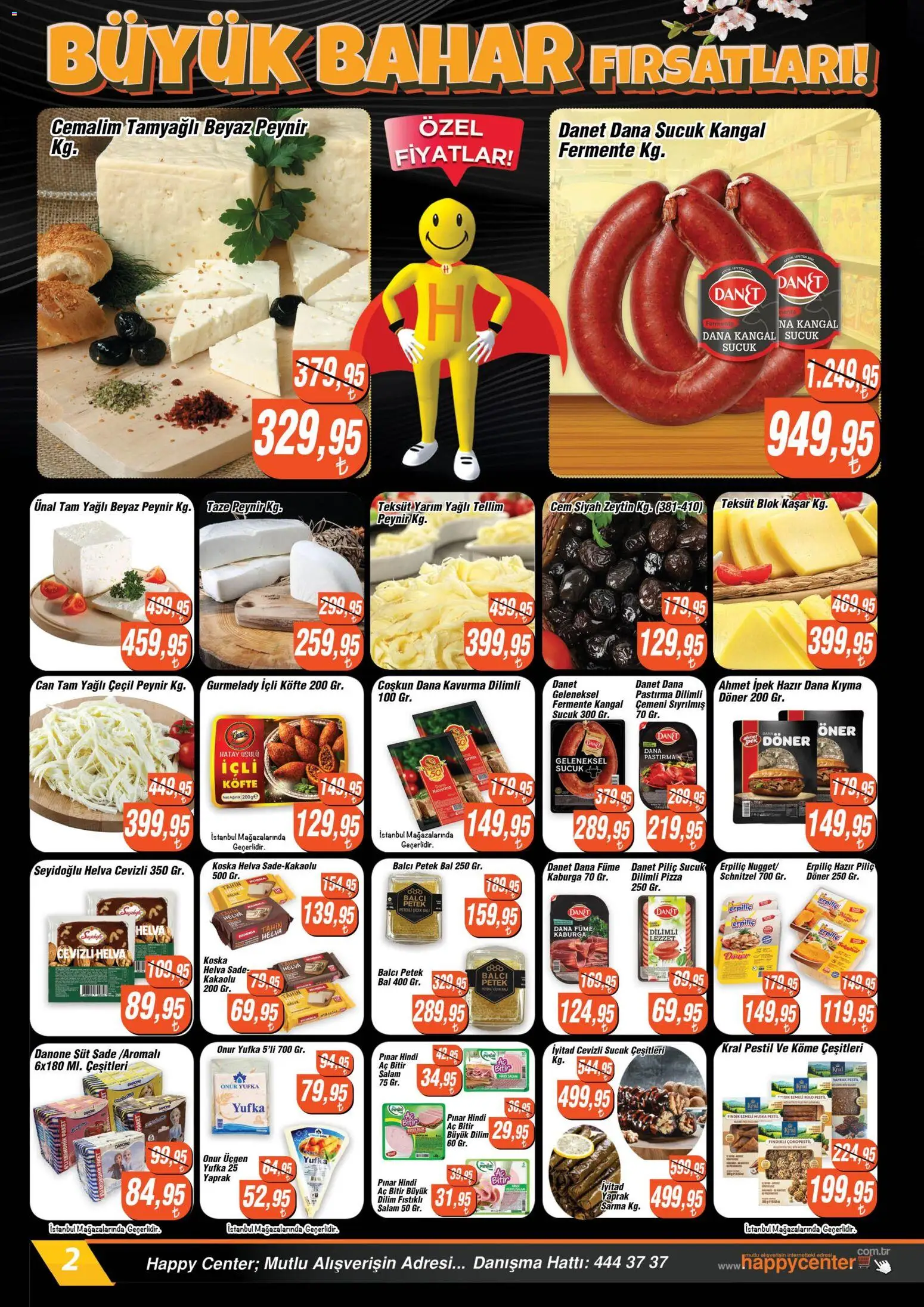 Happy Center Katalog - 08.04.2026 tarihinden itibaren geçerlidir | Sayfa: 2 | Ürünler: Süt, Salam, Piliç, Sucuk