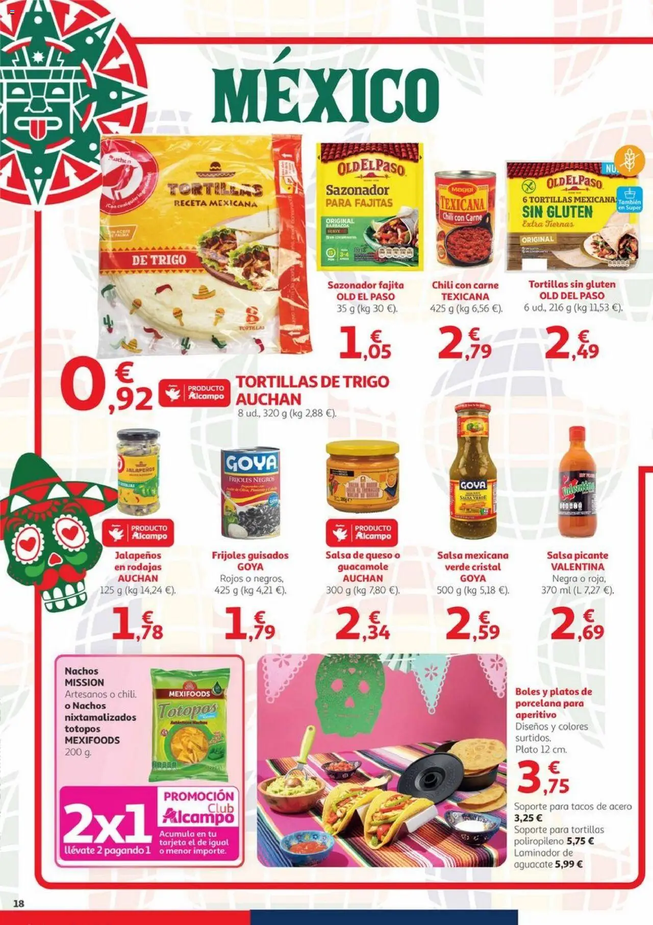 Alcampo - Canarias │ válido desde el 09.10.2025 | Página: 18 | Productos: Guacamole, Tacos, Sazonador, Laminador