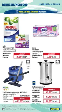 Metro Wochen-Angebote Gastro ab 26.01.2026 gültig | Seite: 18 | Produkte: Kaffeemaschine, Ariel, Zewa, Toilettenpapier