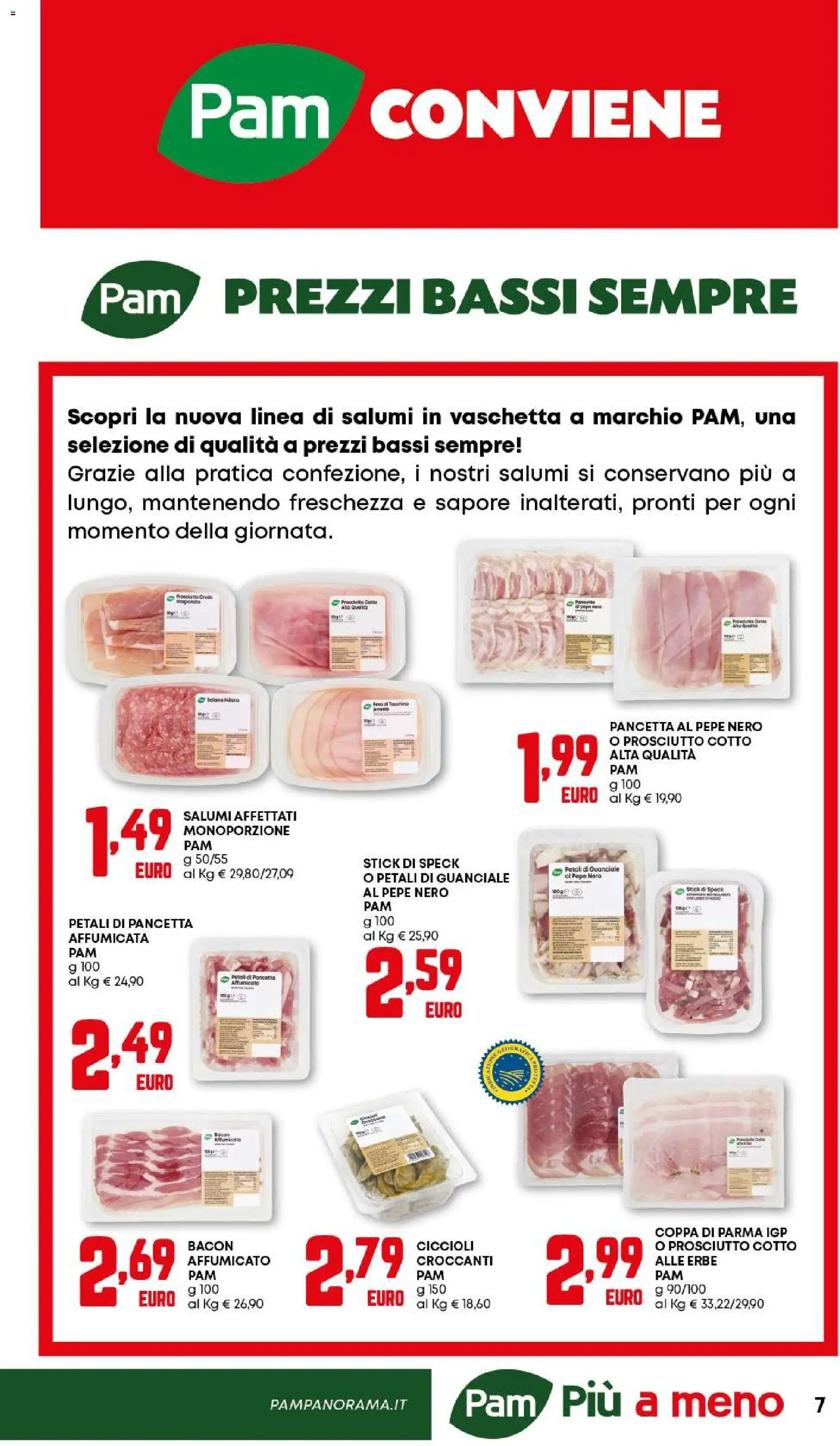 Volantino PAM del 12.03.2026 | Pagina: 7 | Prodotti: Prosciutto Cotto, Pancetta, Pepe, Guanciale