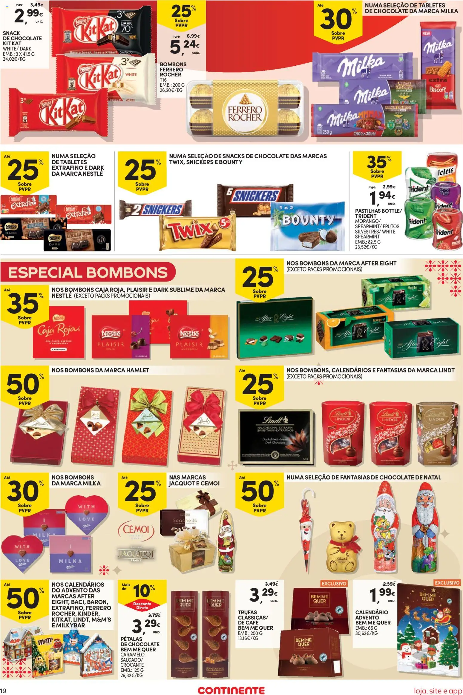 Continente Semanal Continente Bom Dia │ válido de 25.11.2025 | Página: 19 | Produtos: Chocolates, Nestlé, Café, Chocolate