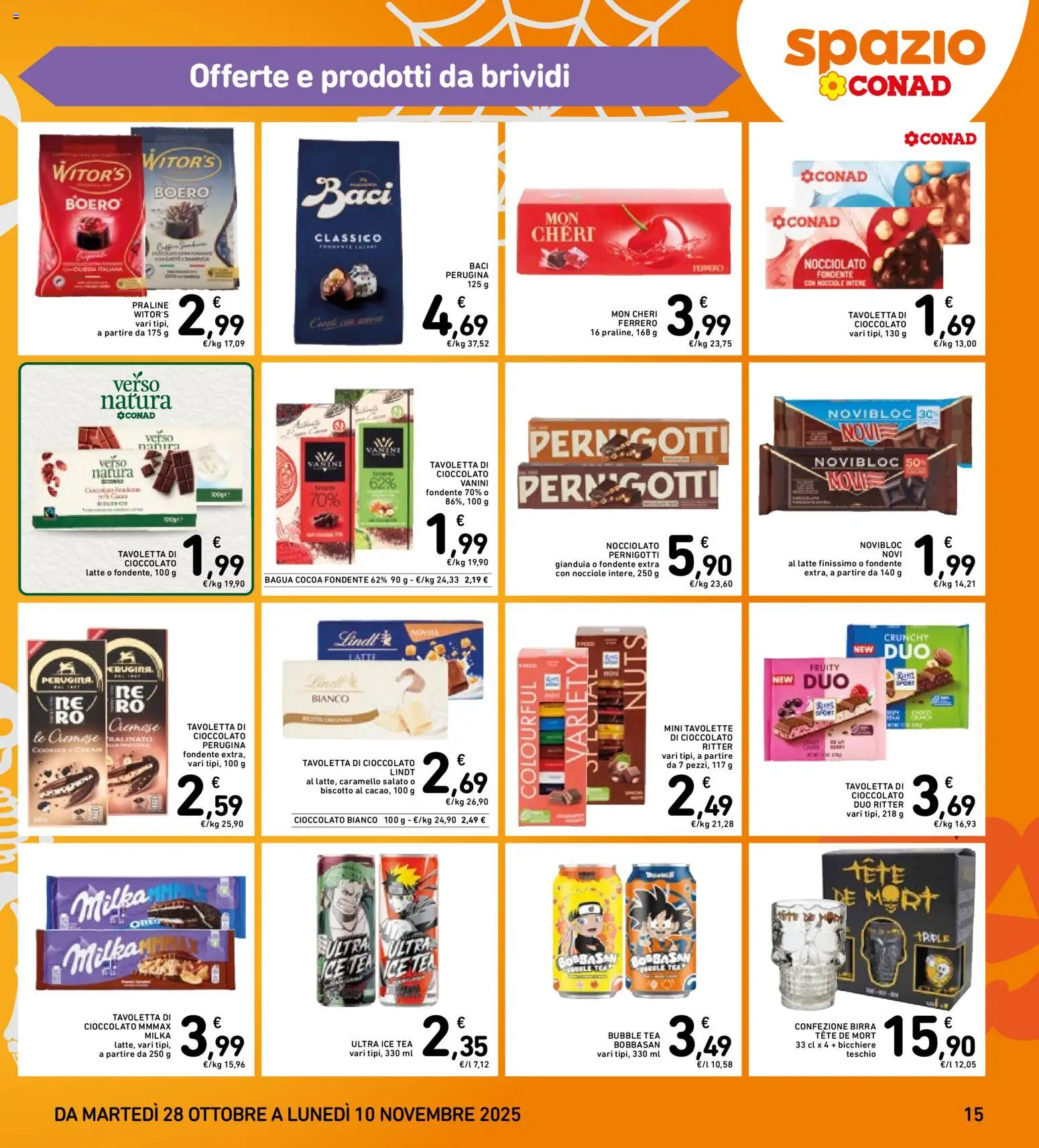 Volantino Spazio Conad del 28.10.2025 | Pagina: 15 | Prodotti: Cioccolato, Birra, Tè, Nocciole