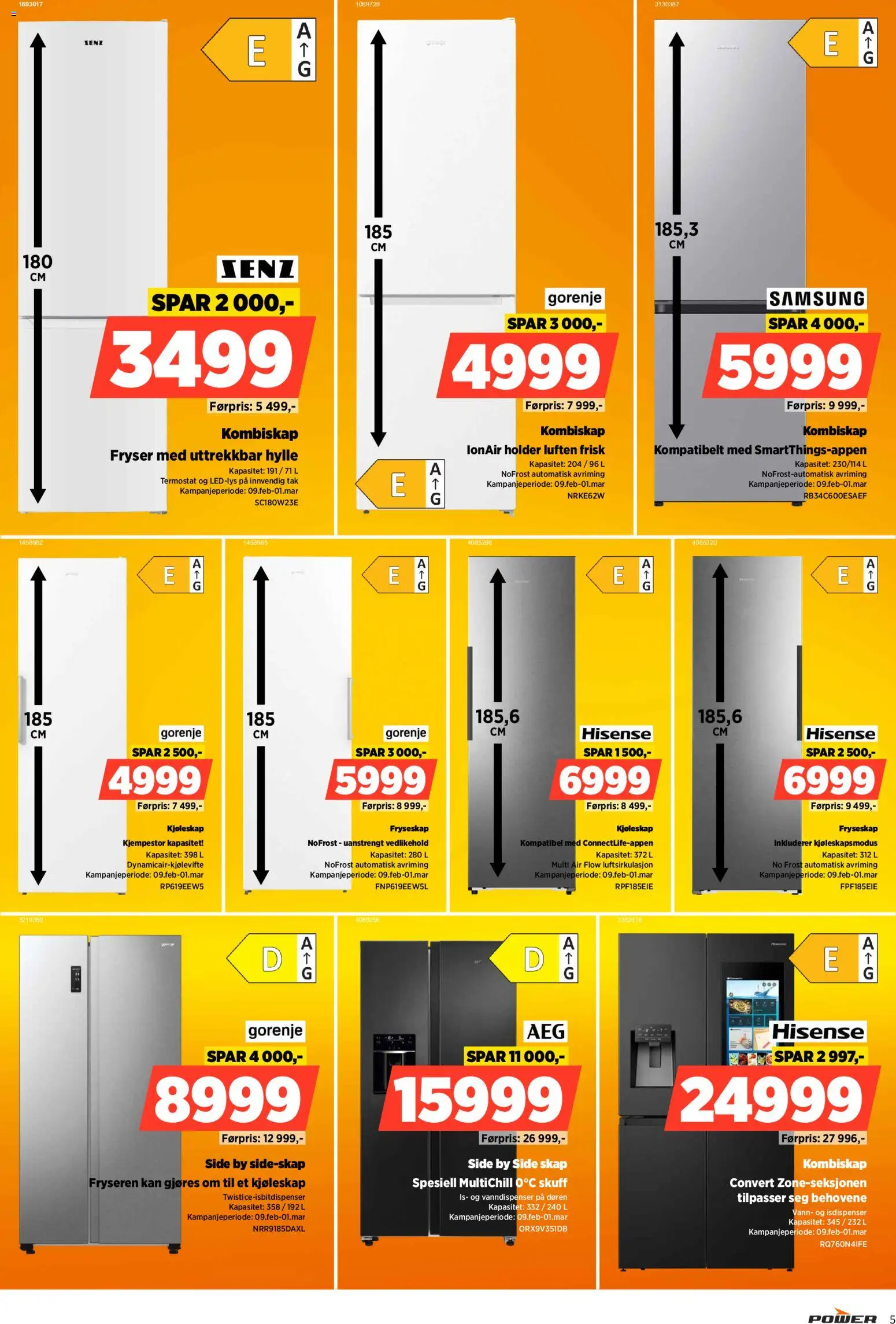 {H1} | Side: 5 | Produkter: Fryseskap, Kombiskap, Kjøleskap, Вермішель