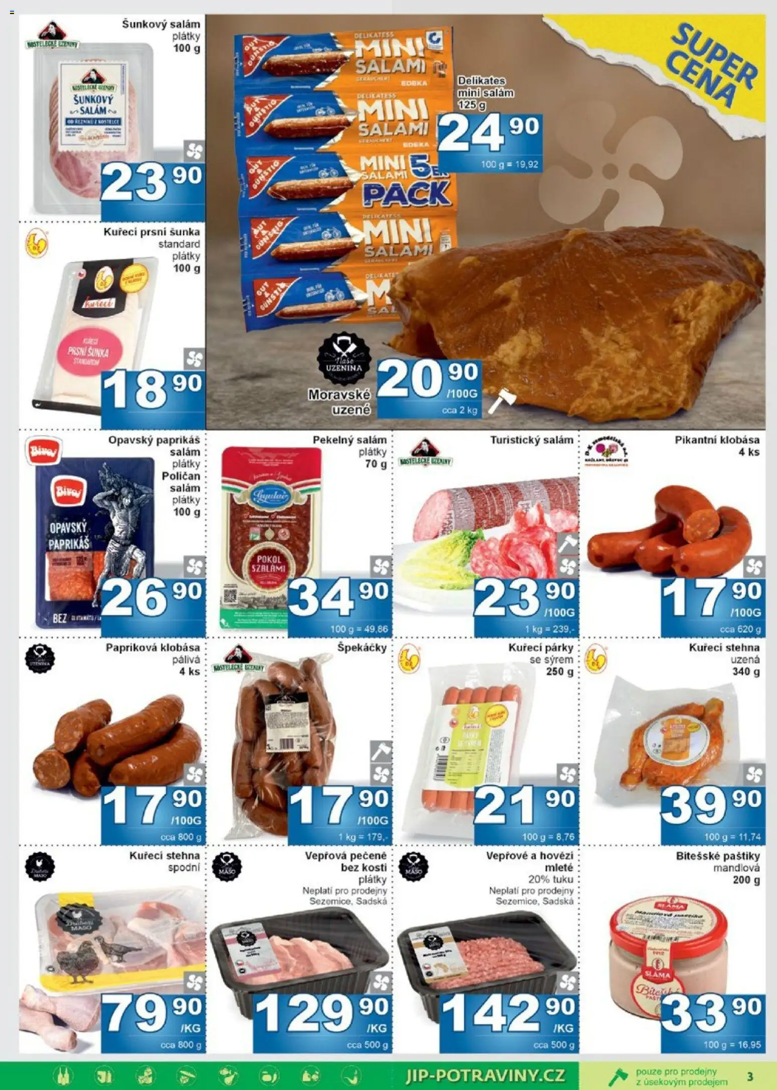 Jip leták od 08.04.2026 | Strana: 3 | Produkty: Hovězí, Šunka, Klobása, Maso