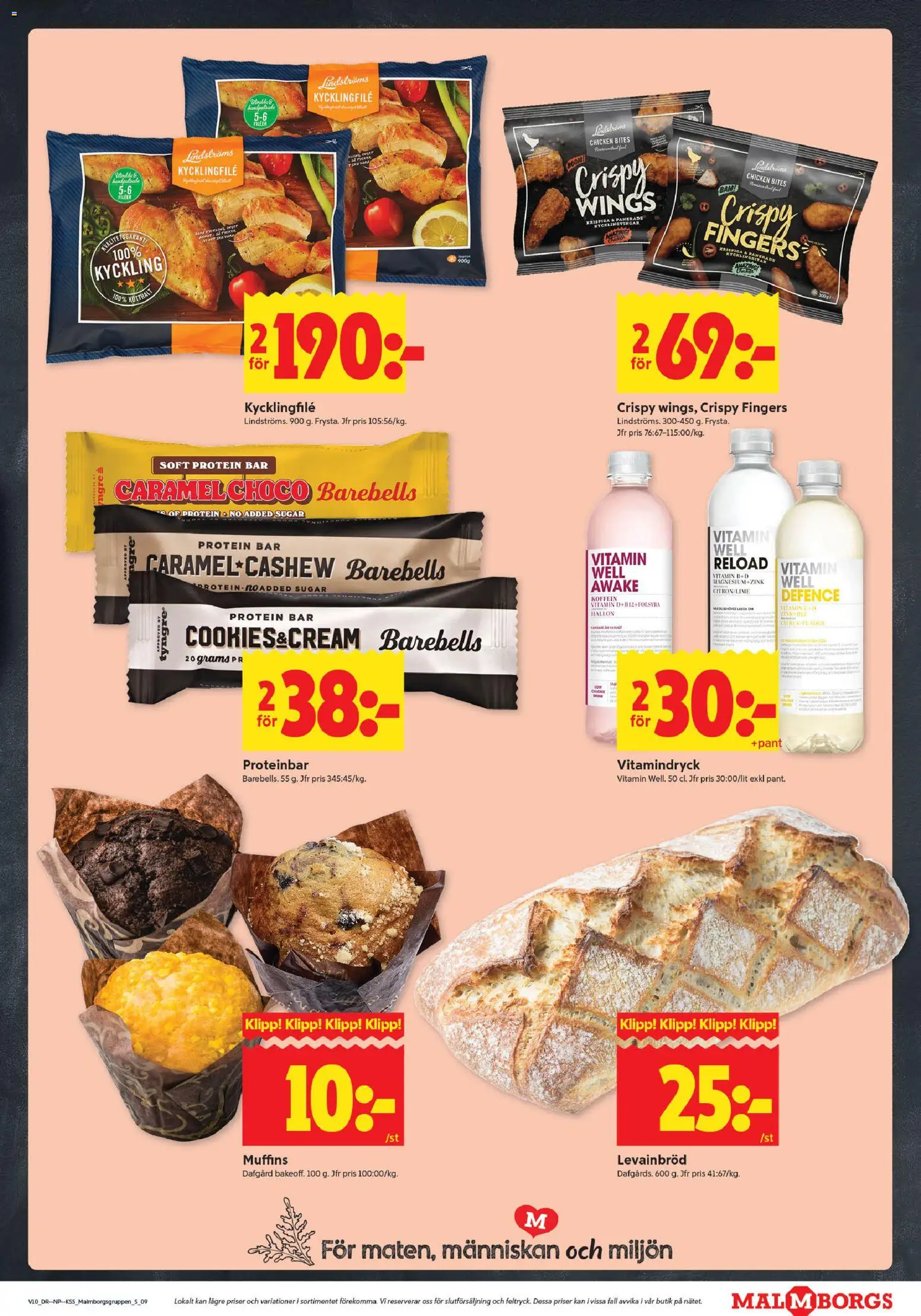 ICA Kvantum reklamblad aktuell från 02.03.2026 | Sida: 9 | Produkter: Kycklingfile, Proteinbar, Hallon