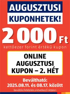 Aldi Augusztusi kuponhetek - amely érvényes a következő dátumtól: 11.08.2025