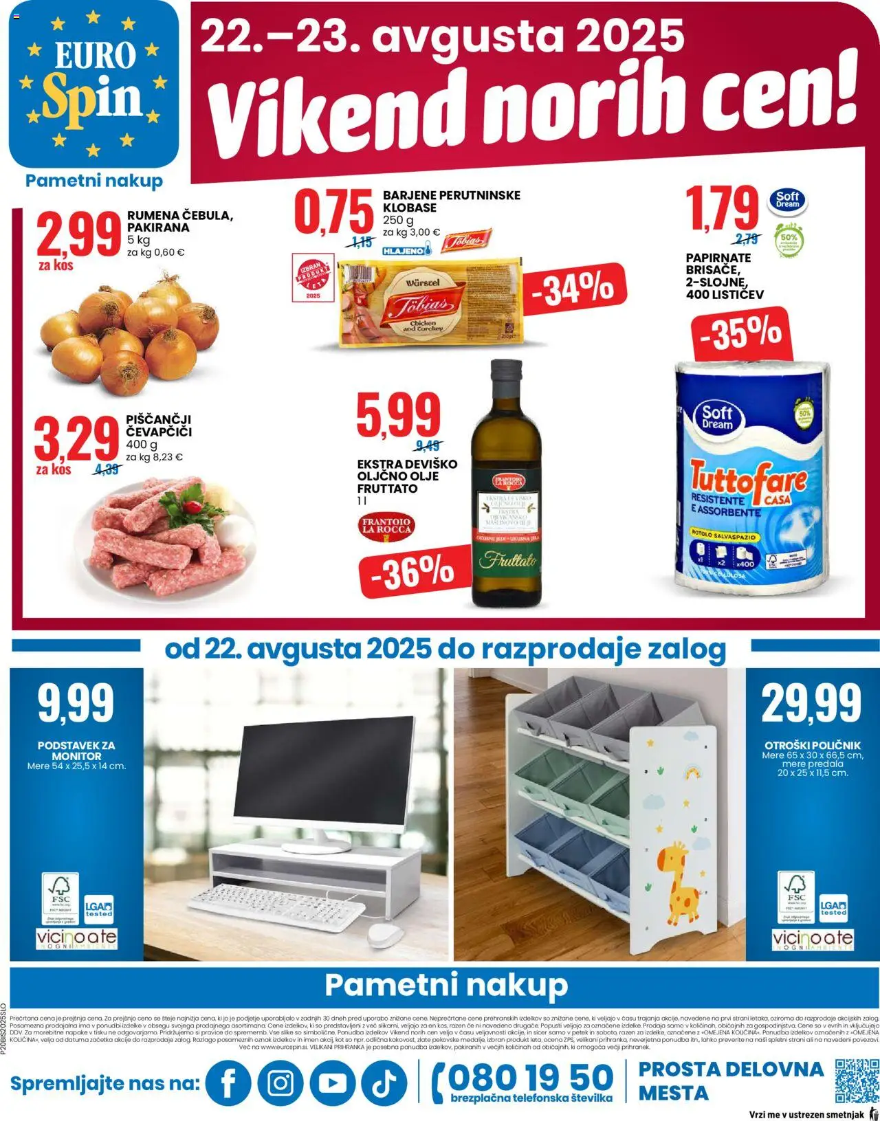 Eurospin katalog │ velja od 21.08.2025 | Stran: 16 | Izdelki: Čevapčiči, Kos, Olive, Klobase