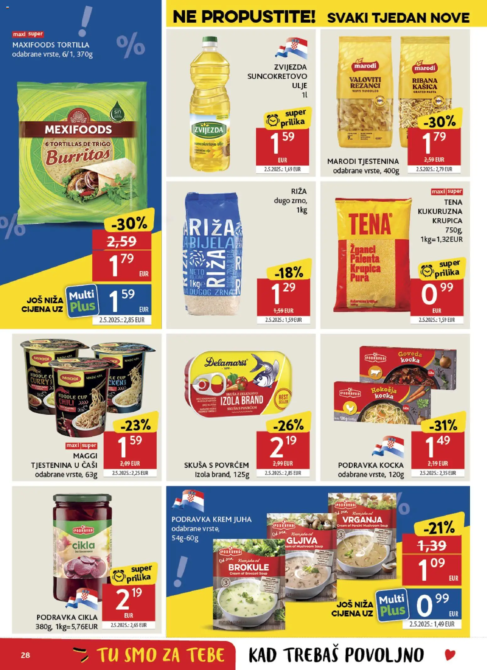 Konzum katalog | vrijedi od 28.01.2026 | Stranica: 28 | Proizvodi: Ulje, Podravka, Rezanci, Palenta