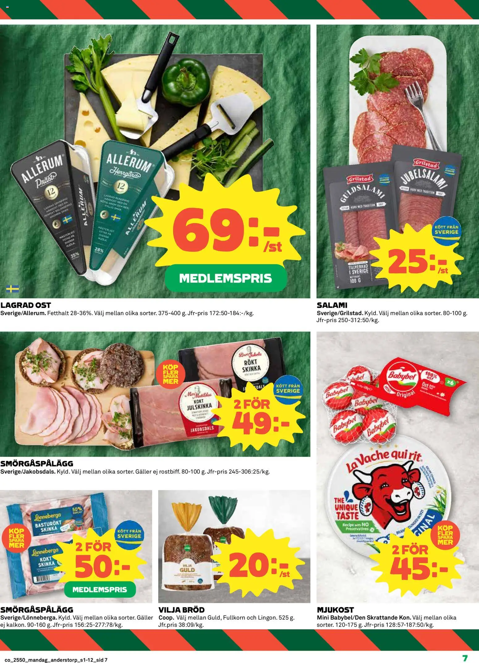 Coop reklamblad aktuell från 08.12.2025 | Sida: 7 | Produkter: Smörgåspålägg, Ost, Salami, Mjukost