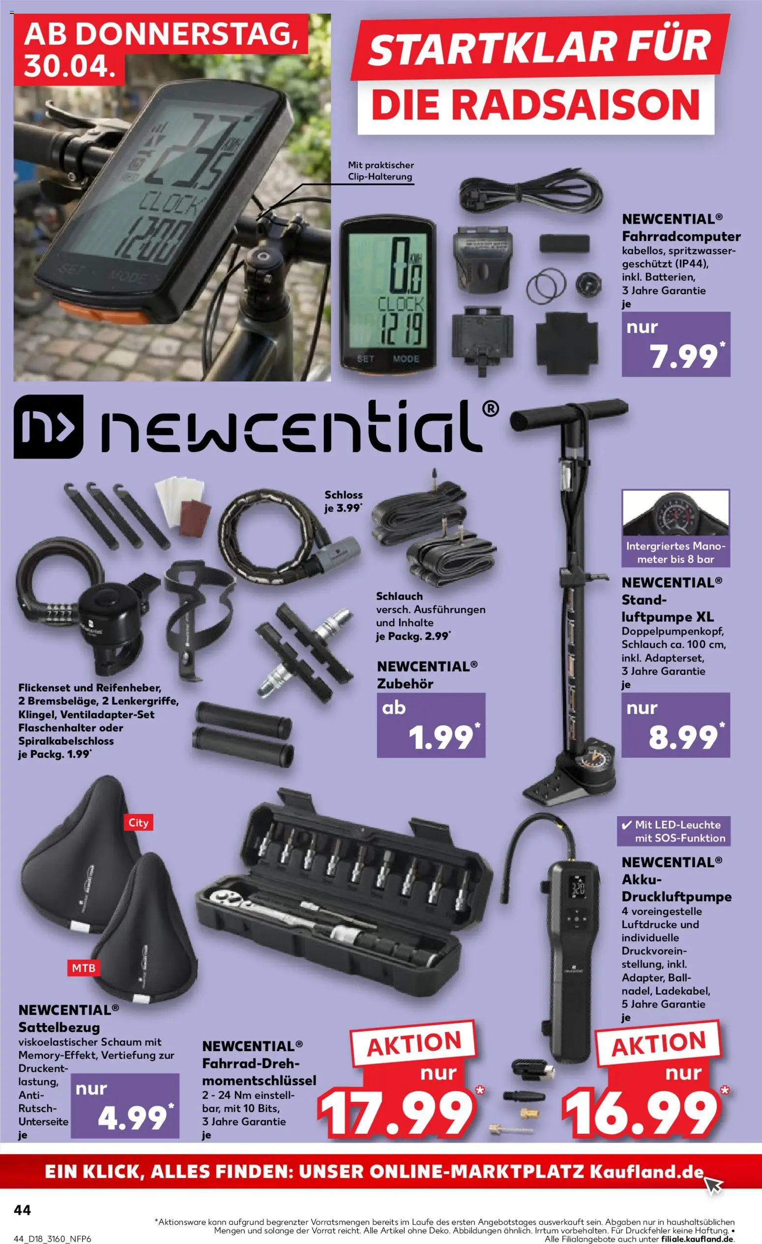 Kaufland Prospekt Potsdam	 – gültig ab 30.04.2026 | Seite: 44 | Produkte: Fahrradcomputer, Luftpumpe, Computer
