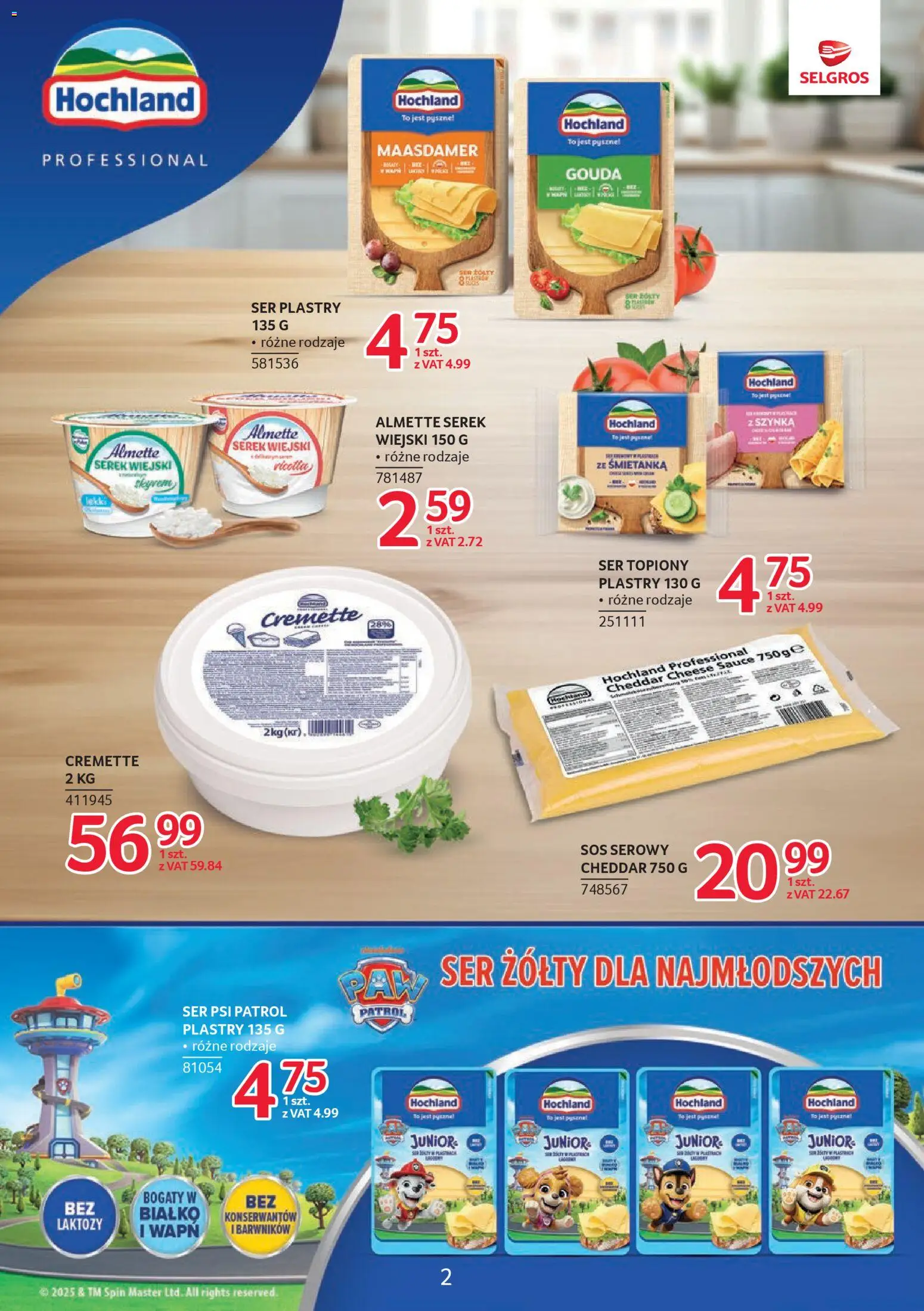 Selgros cash&carry Gazetka - Markowe produkty od 04.12.2025 | Strona: 2 | Produkty: Sos serowy, Serek, Ser, Cheddar