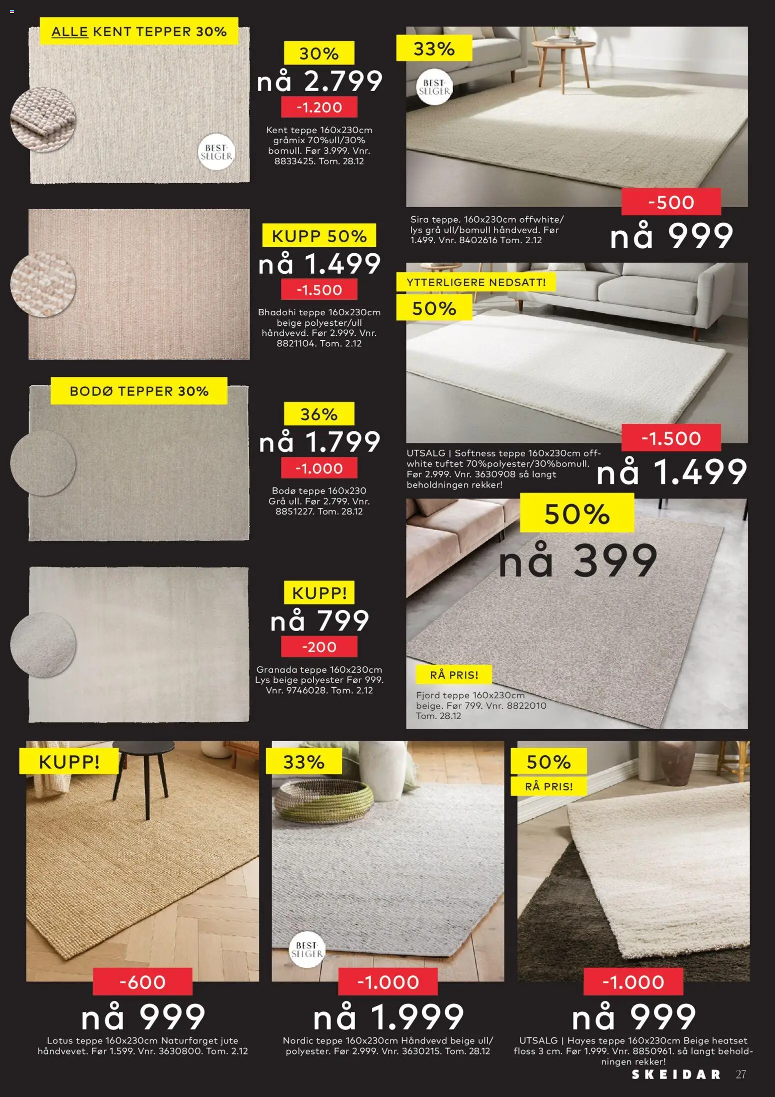 {H1} | Side: 27 | Produkter: Lys, Sparris, Teppe